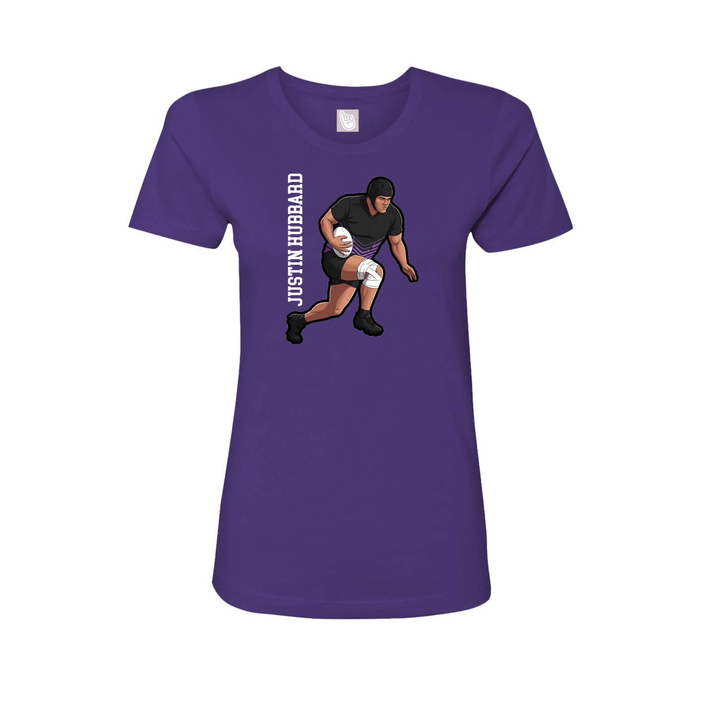 Fitted Women's Tee — Name Vertical in Purple