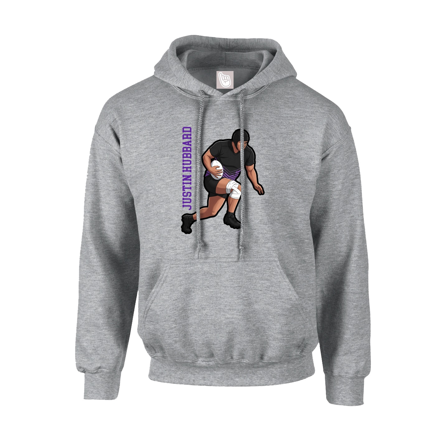 Youth Hoodie — Name Vertical in Grey