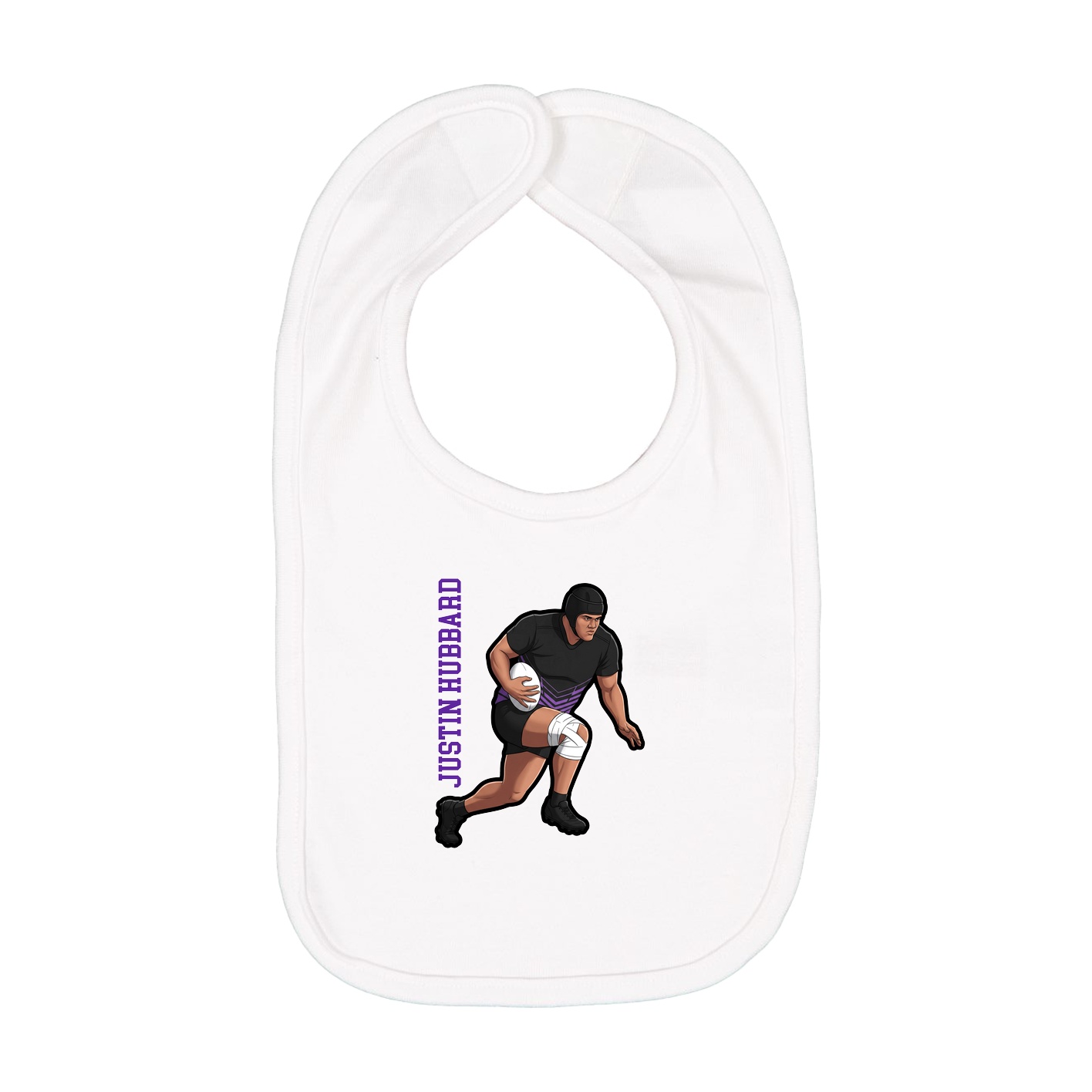 Infant Bib — Name Vertical in White