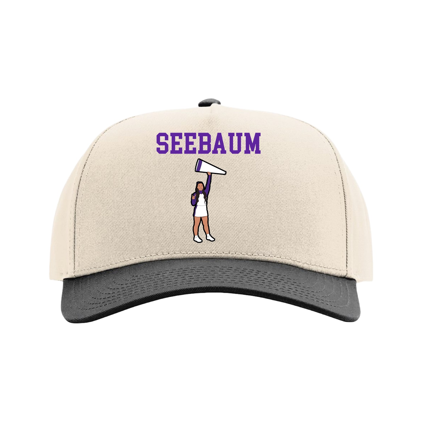 Full Fabric Five-Panel Champ Cap — Shirsey in Cream/Black
