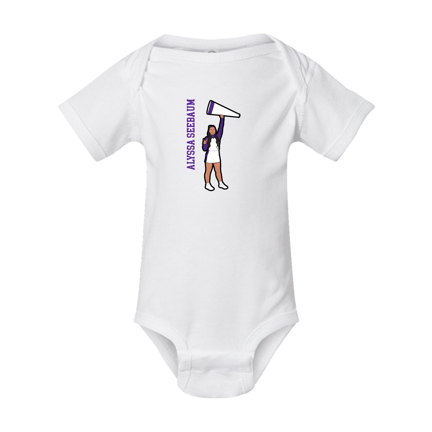 Baby Onesie — Name Vertical in White
