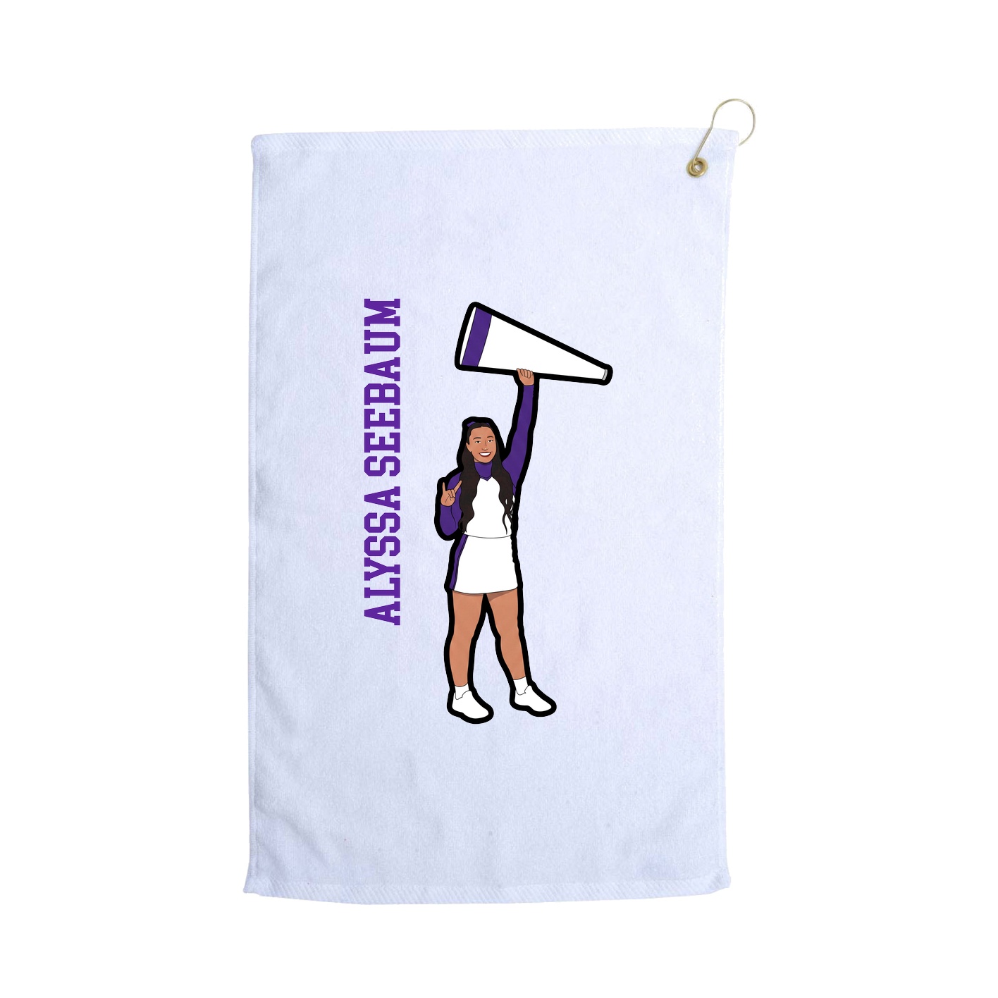 Golf Towel — Name Vertical in White