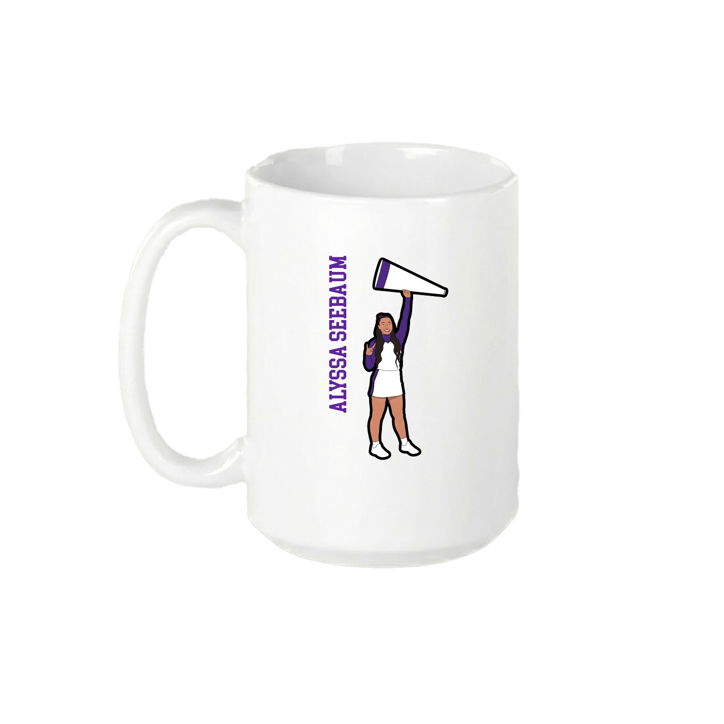 15oz Coffee Mug — Name Vertical in White