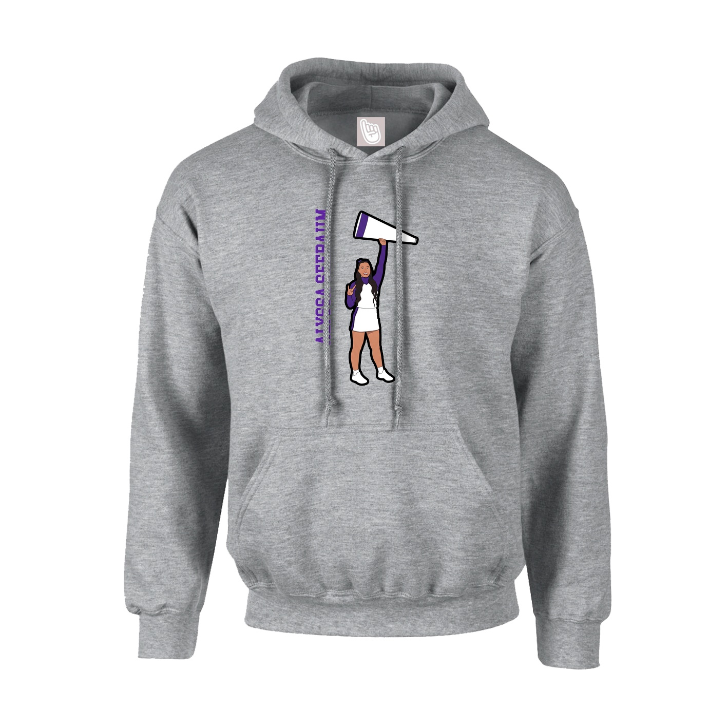 Youth Hoodie — Name Vertical in Grey