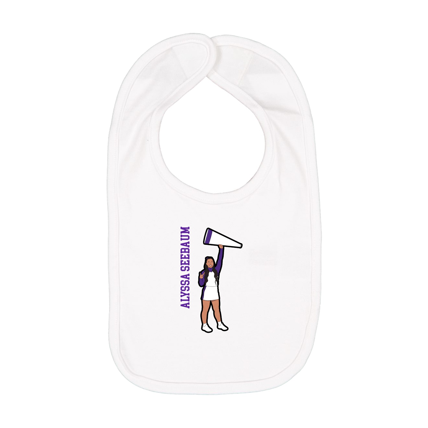 Infant Bib — Name Vertical in White