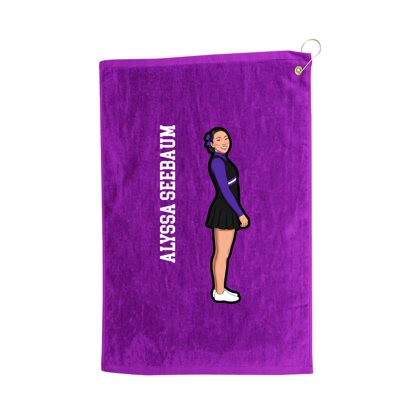 Golf Towel — Name Vertical in Purple