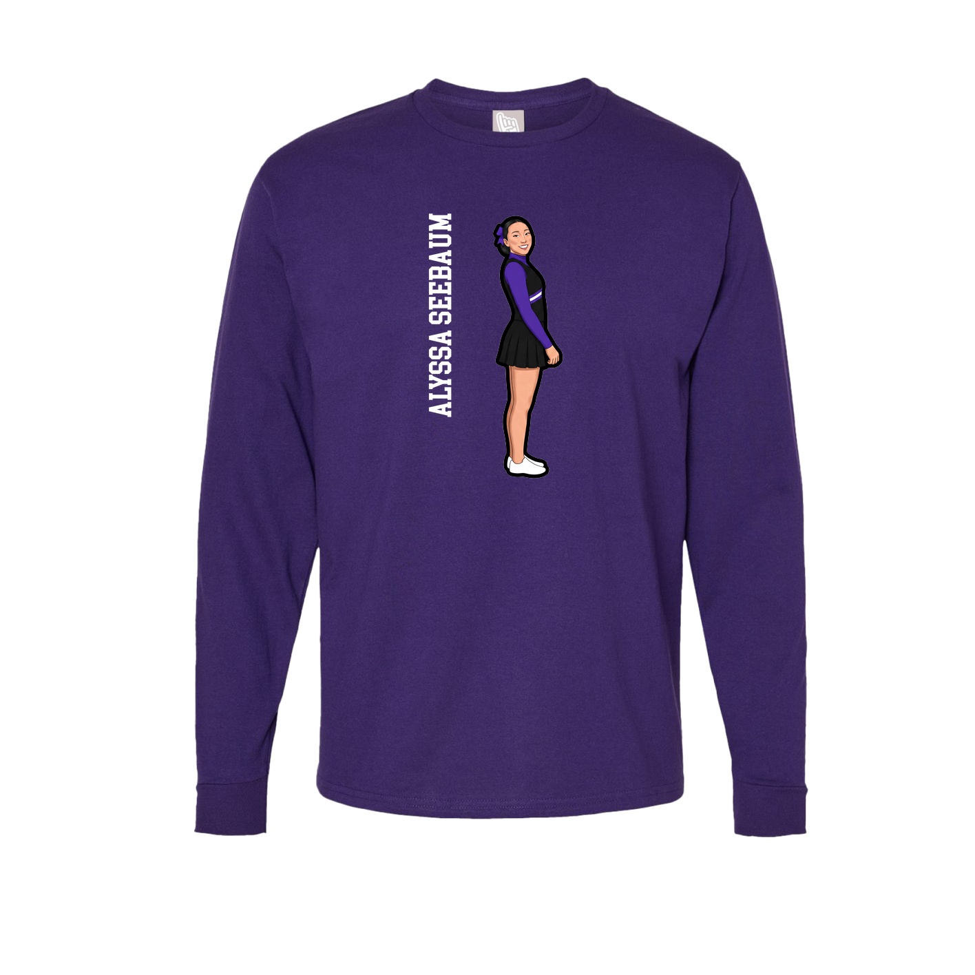 Long Sleeve Tee — Name Vertical in Purple