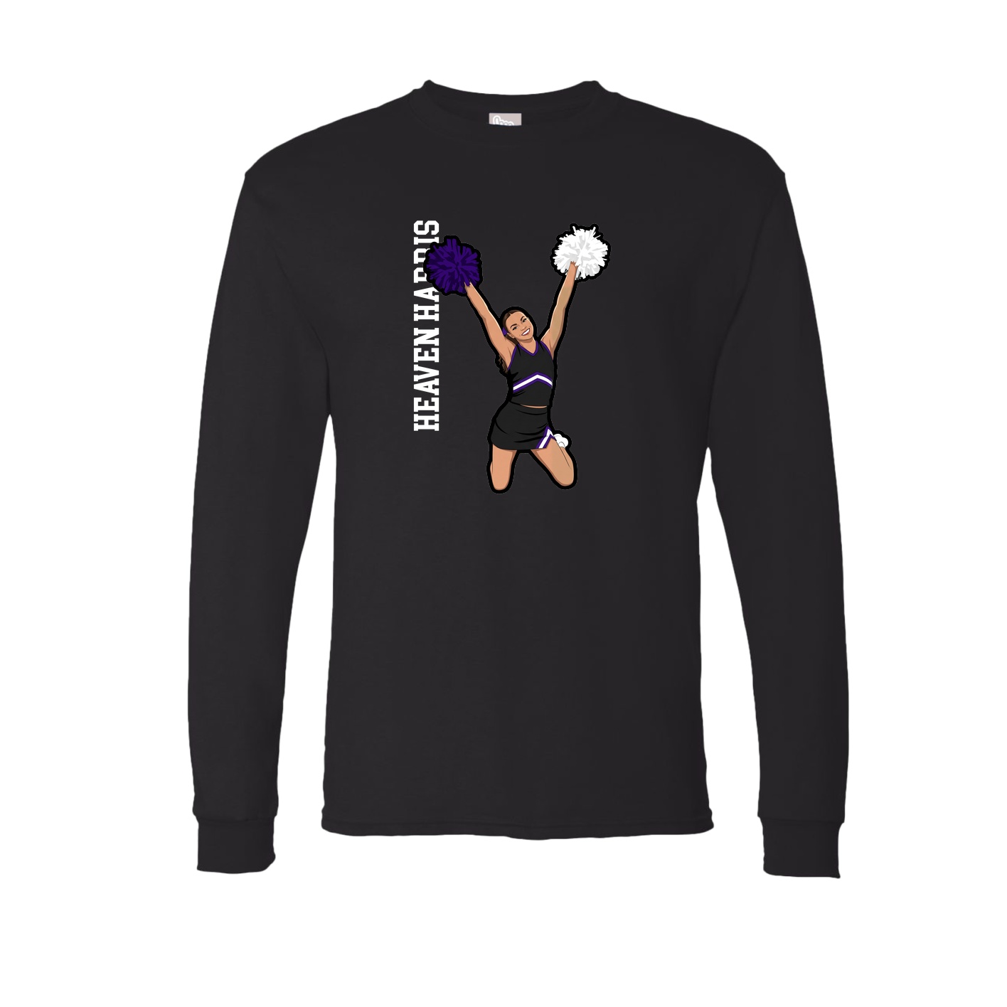 Long Sleeve Tee — Name Vertical in Black