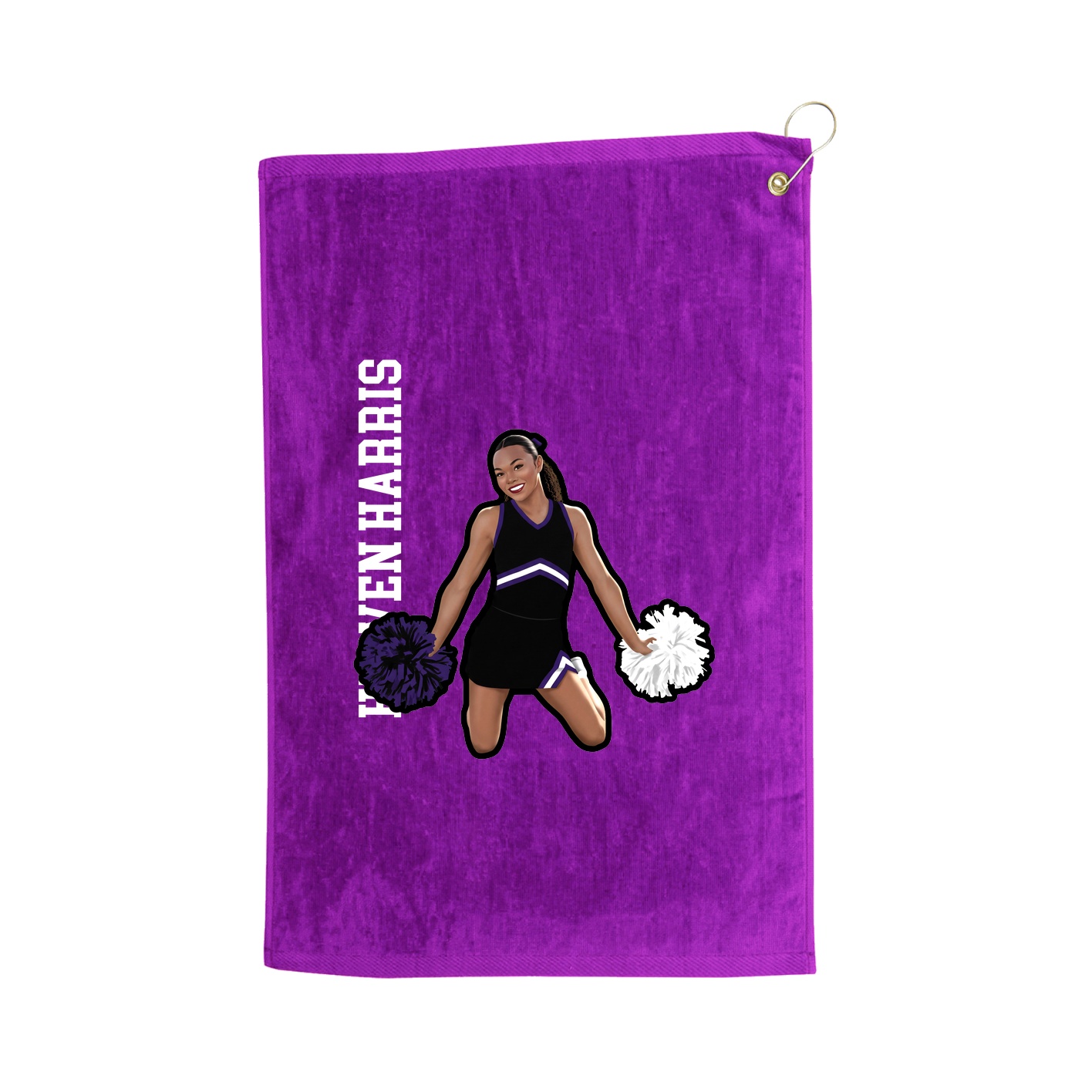 Golf Towel — Name Vertical in Purple