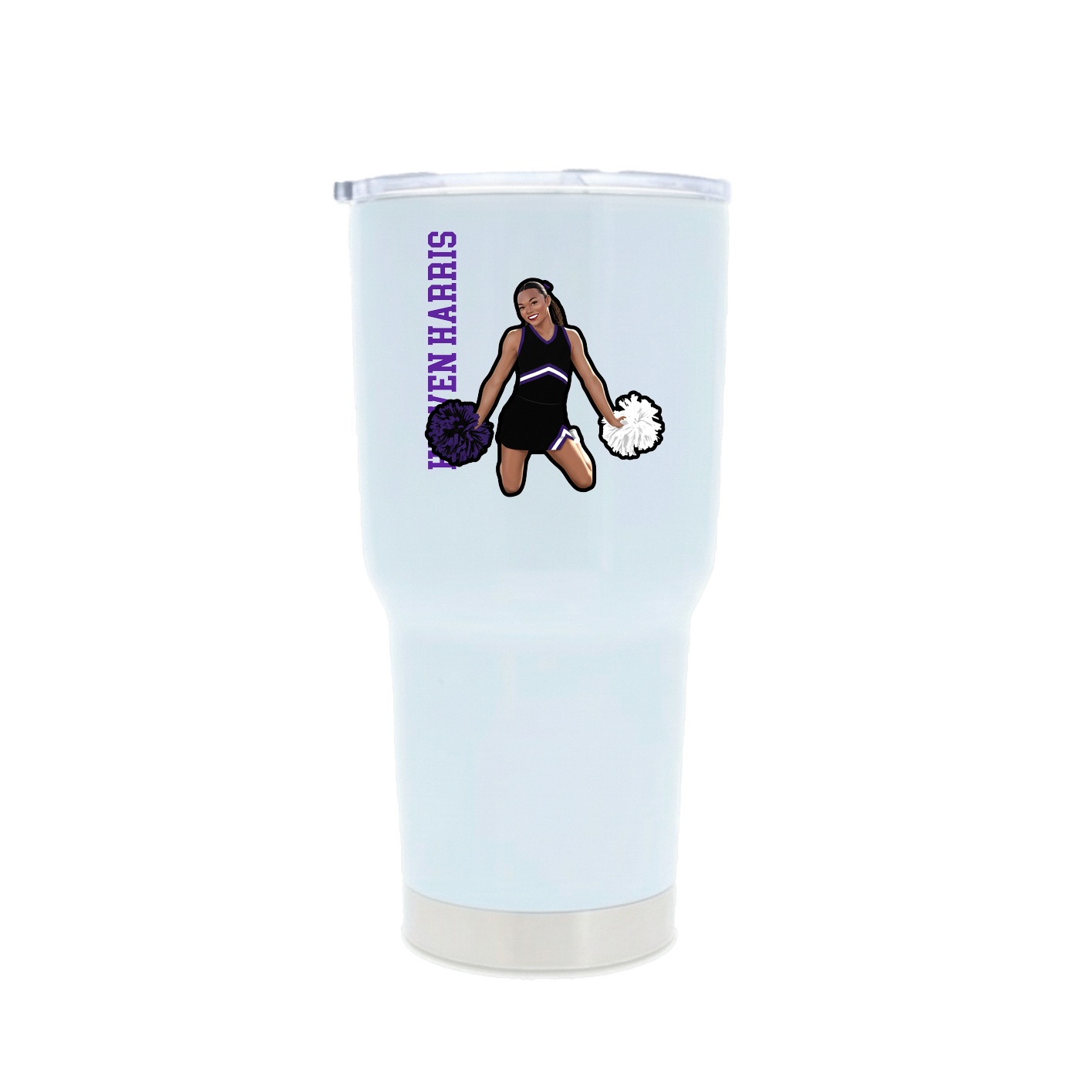 30oz Stainless Steel Tumbler — Name Vertical in White