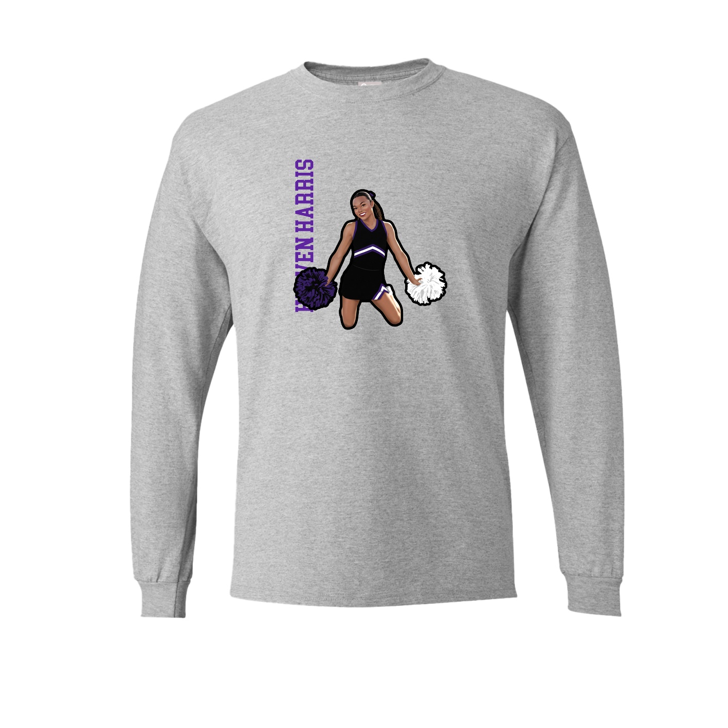 Long Sleeve Tee — Name Vertical in Grey