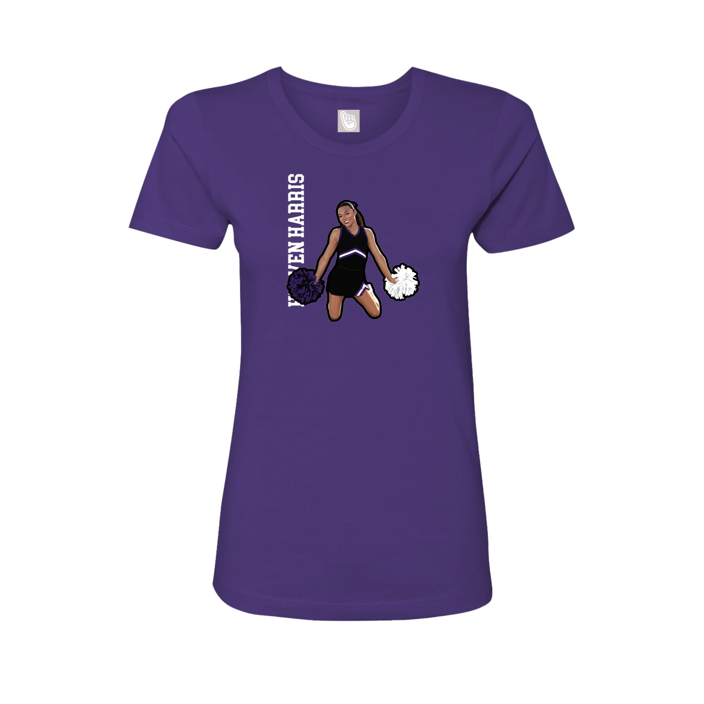 Fitted Women's Tee — Name Vertical in Purple