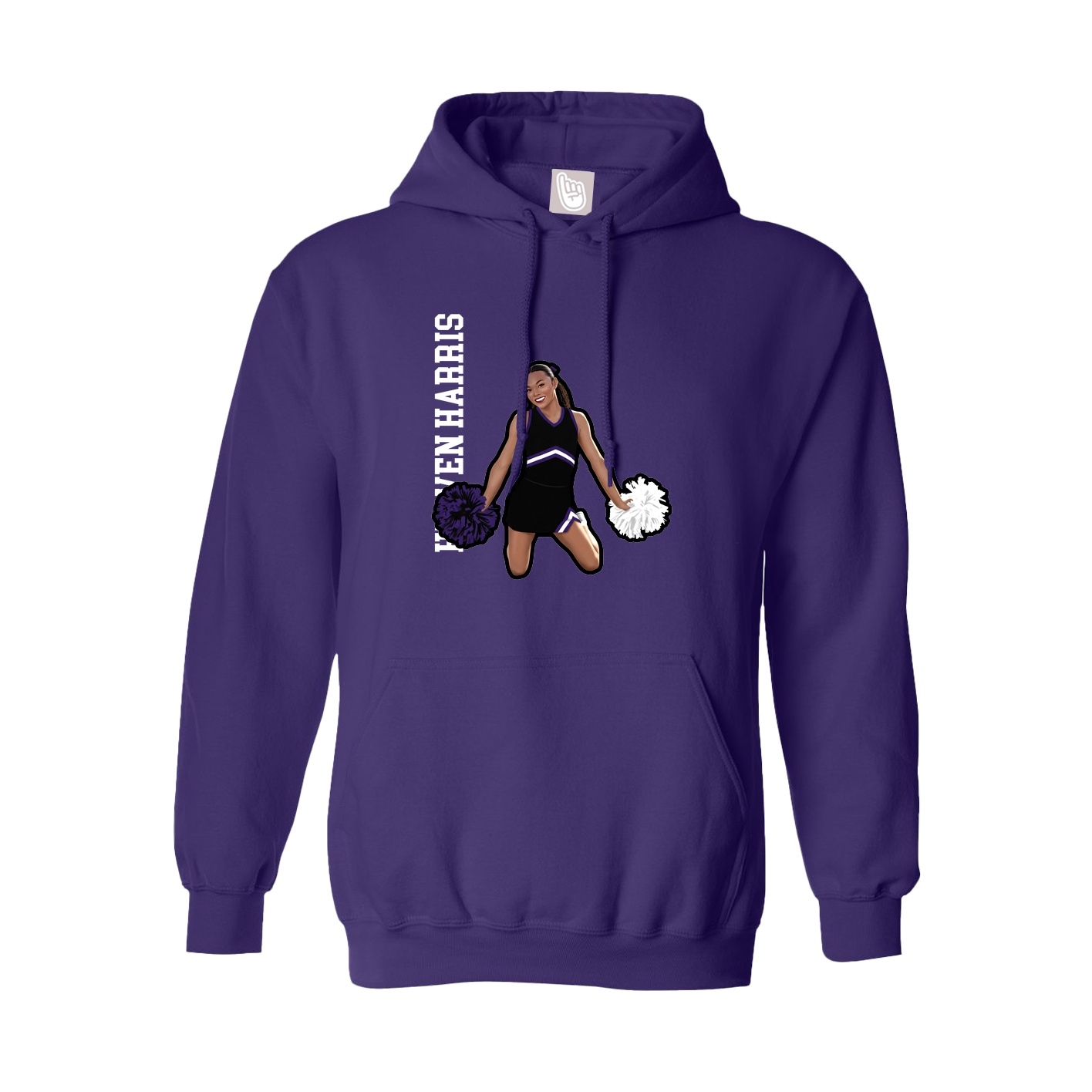 Hoodie — Name Vertical in Purple