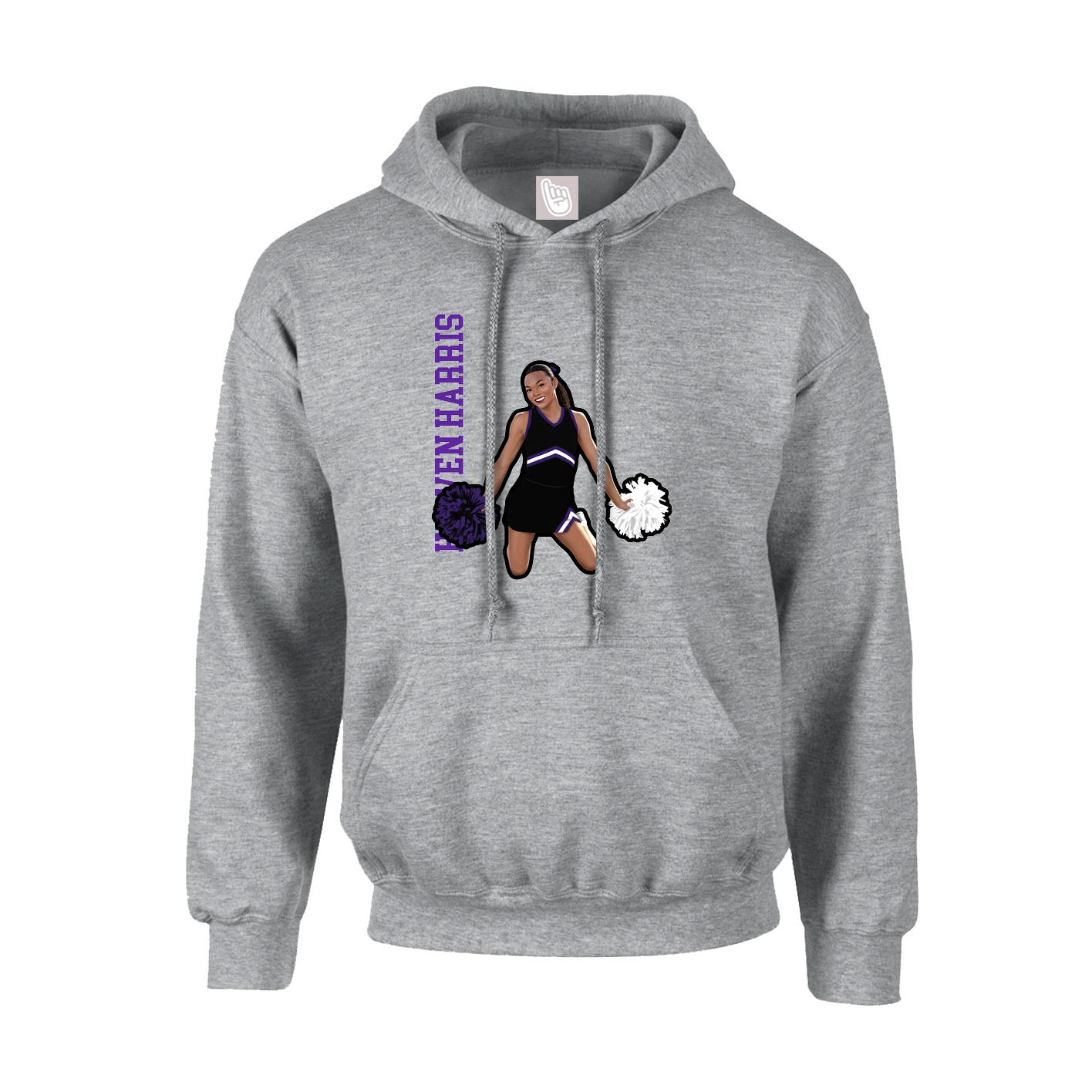 Youth Hoodie — Name Vertical in Grey