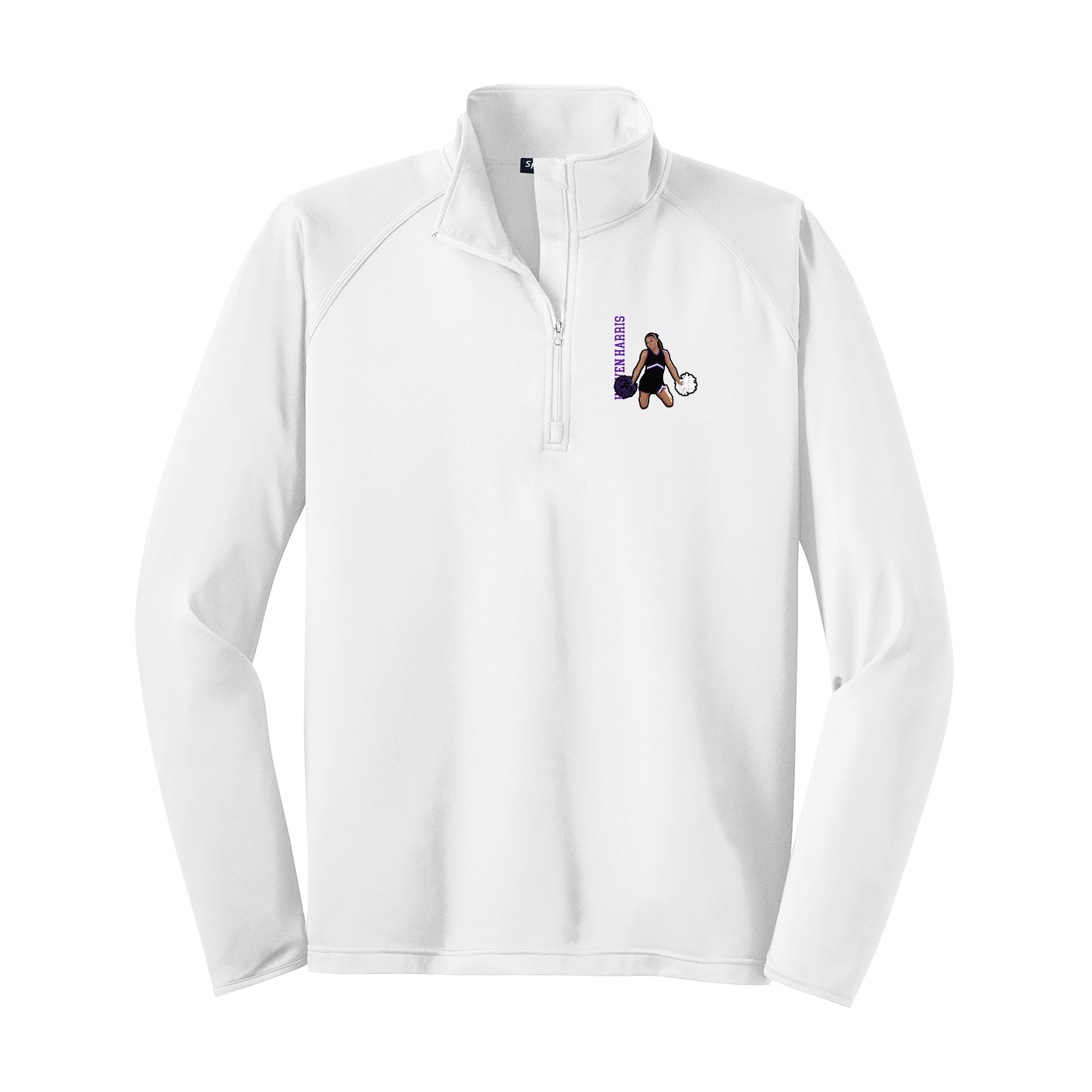 Q-Zip Pullover — Name Vertical in White