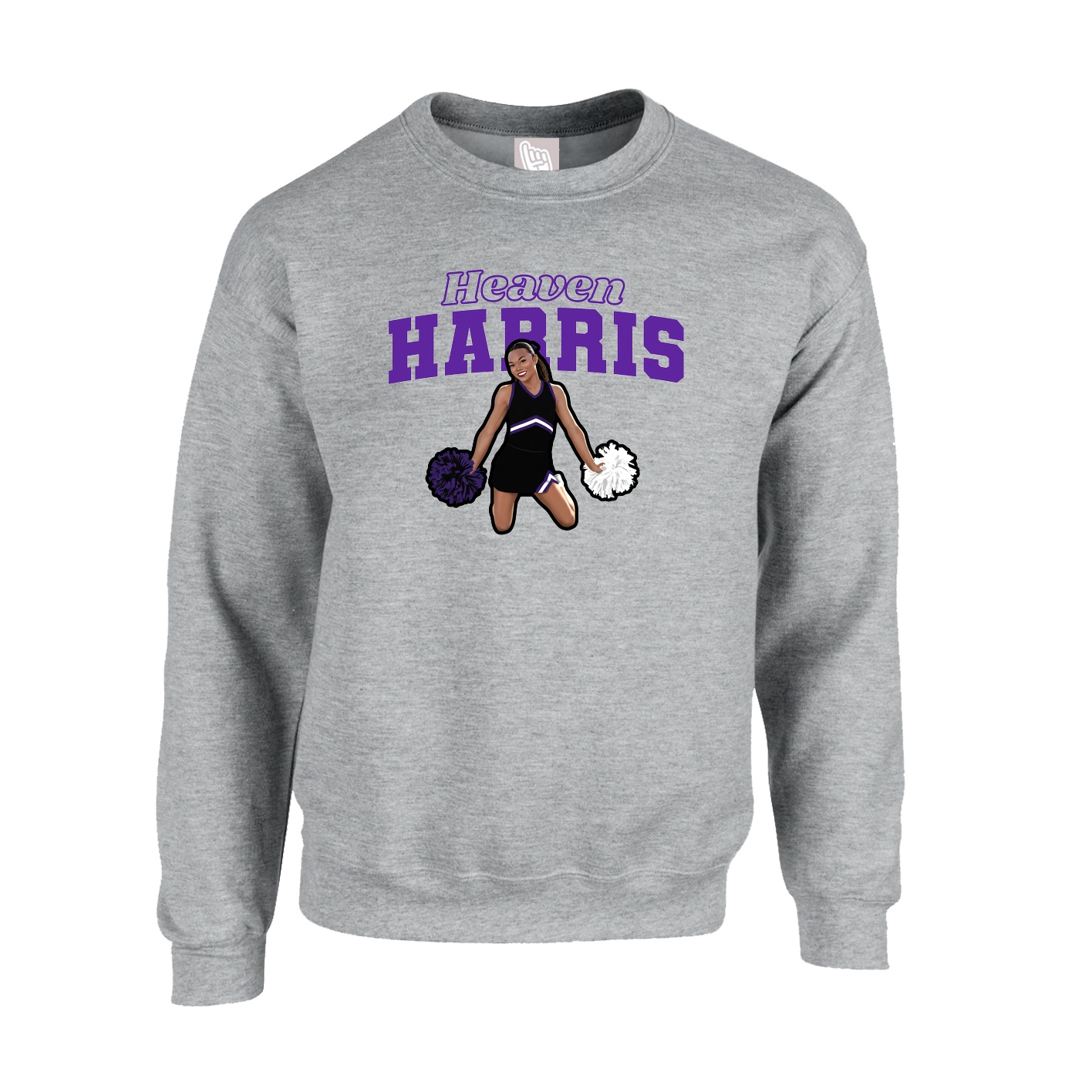 Fleece Crew — Name Arch in Grey