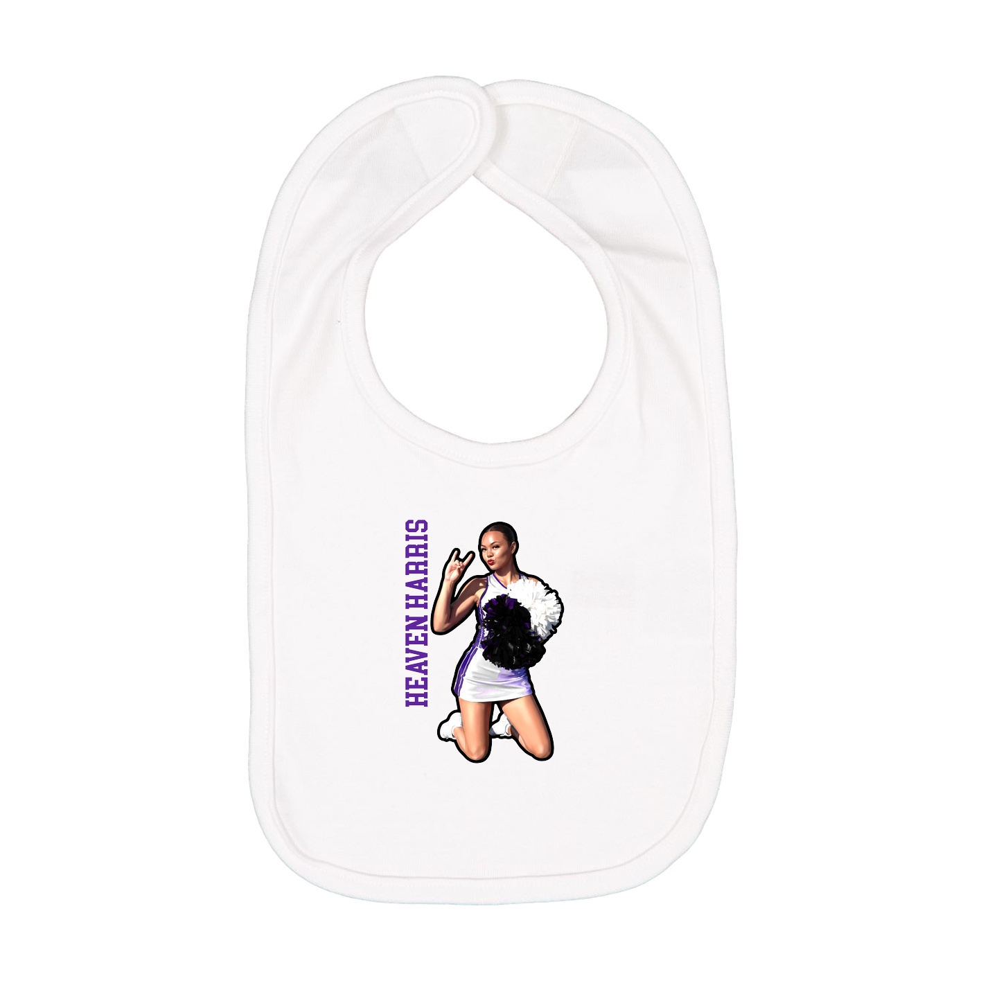 Infant Bib — Name Vertical in White