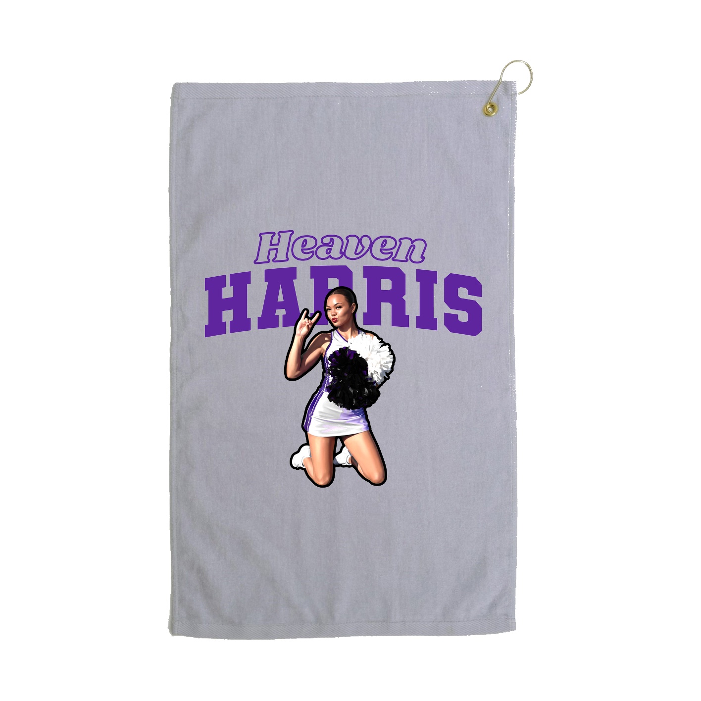 Golf Towel — Name Arch in Grey