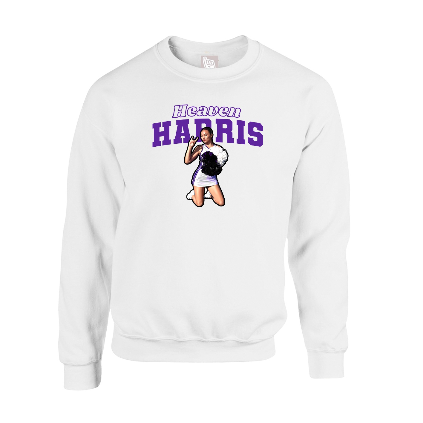 Fleece Crew — Name Arch in White
