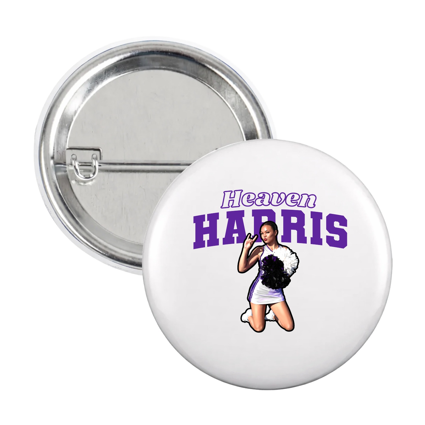 Game Day Button — Name Arch in White