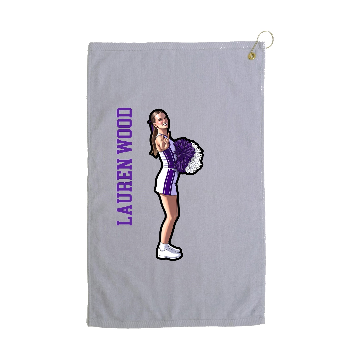 Golf Towel — Name Vertical in Grey