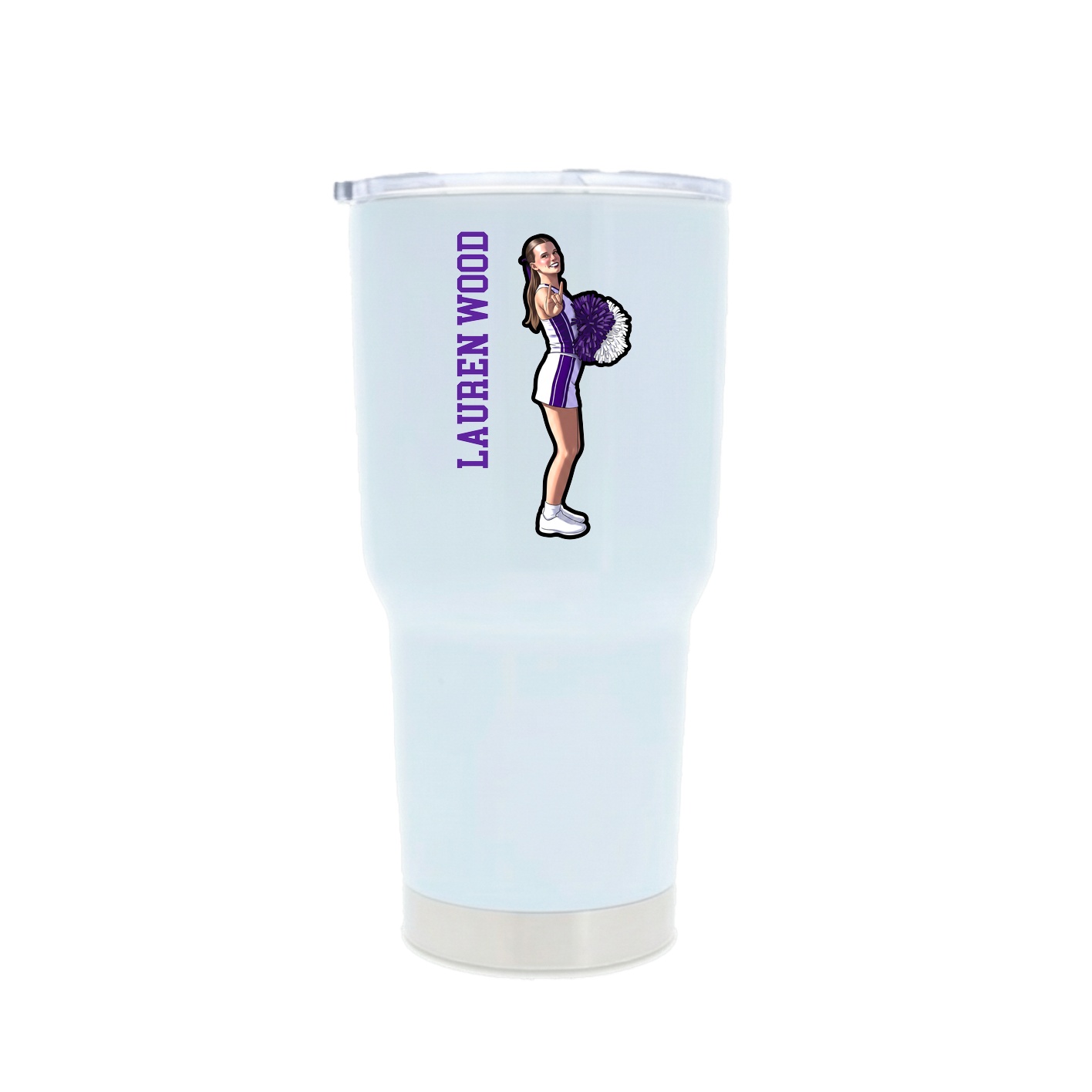 30oz Stainless Steel Tumbler — Name Vertical in White