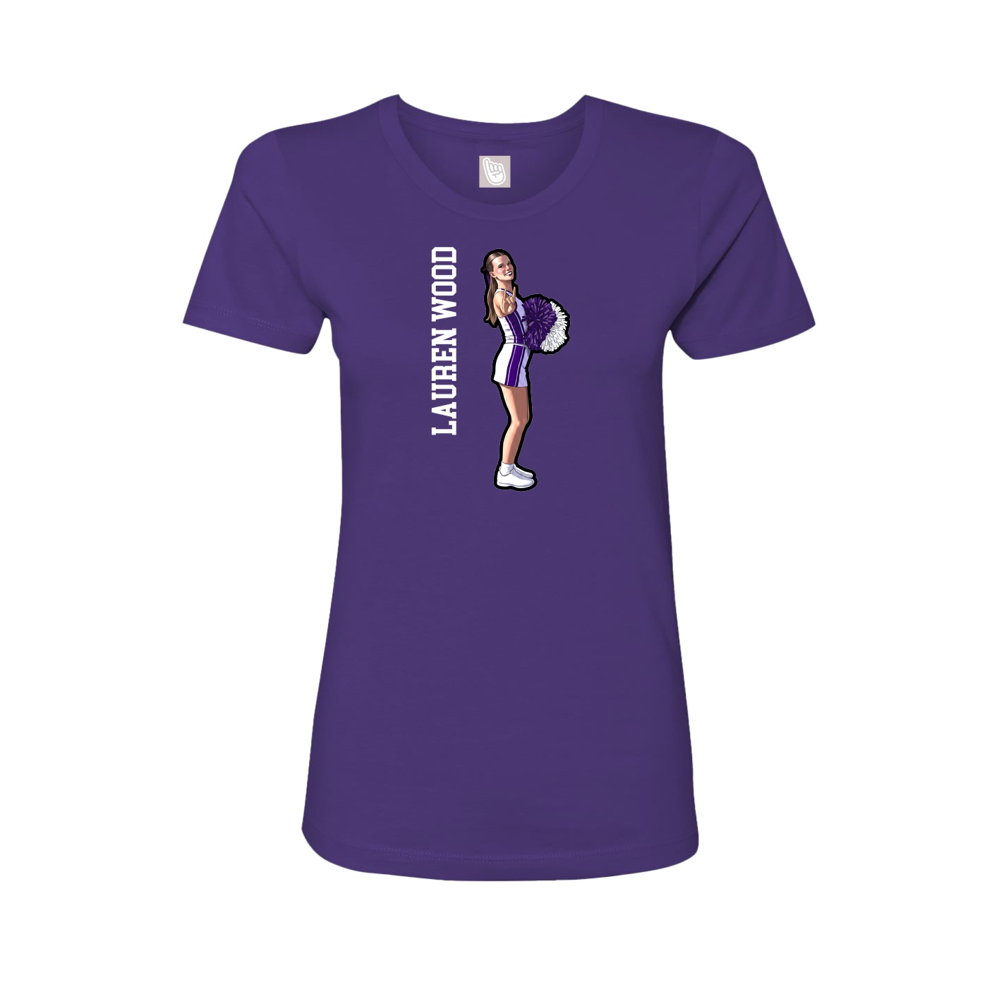 Fitted Women's Tee — Name Vertical in Purple