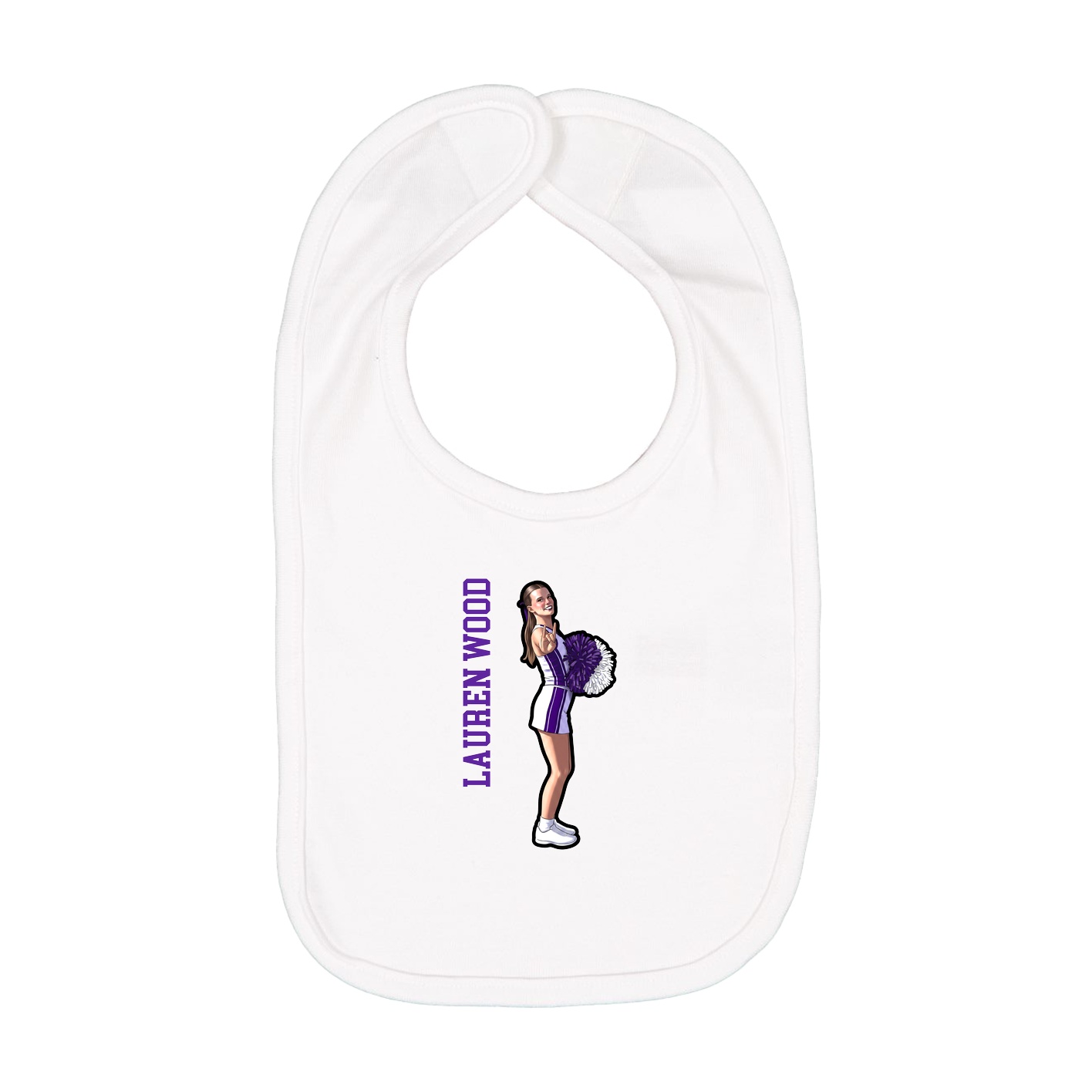 Infant Bib — Name Vertical in White