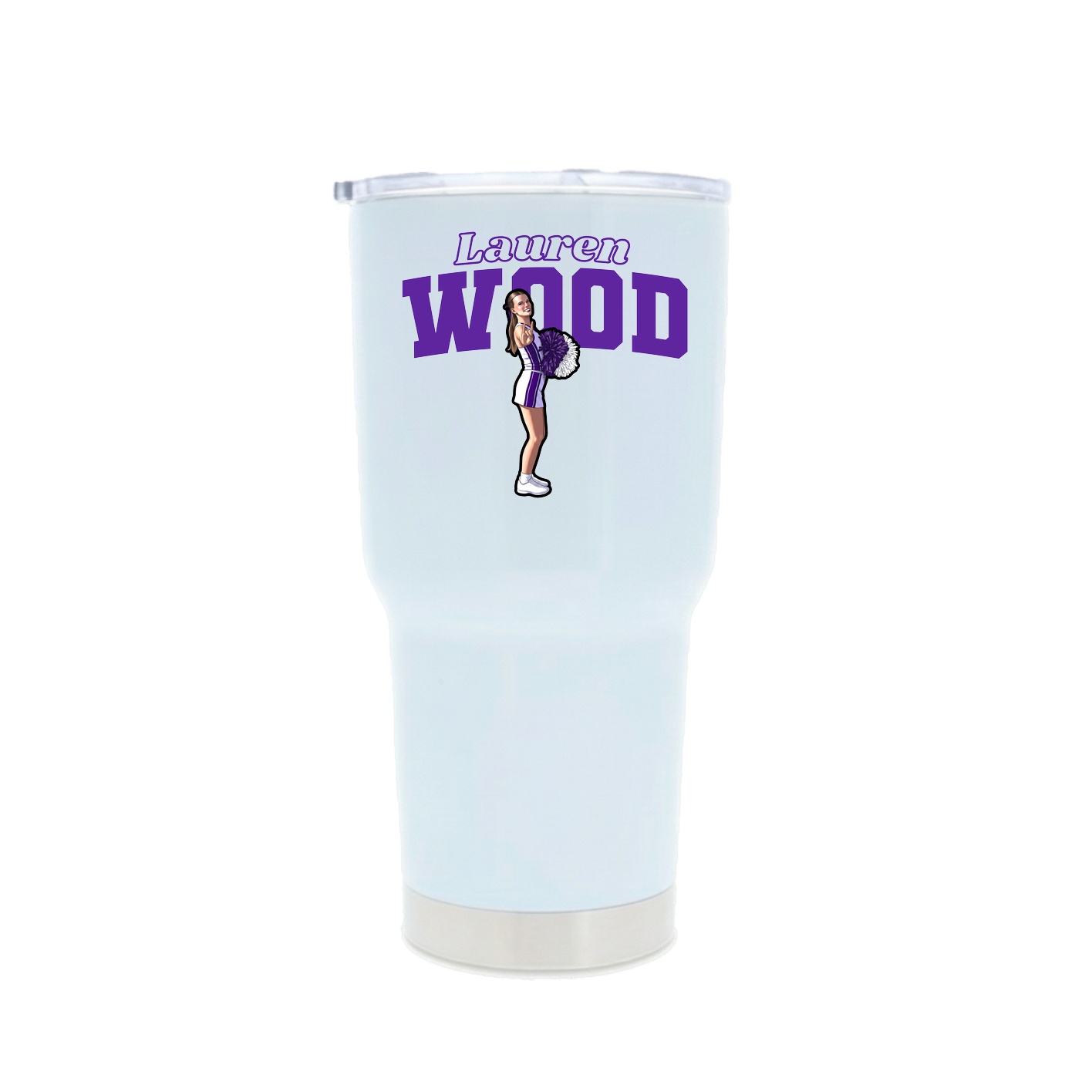 30oz Stainless Steel Tumbler — Name Arch in White