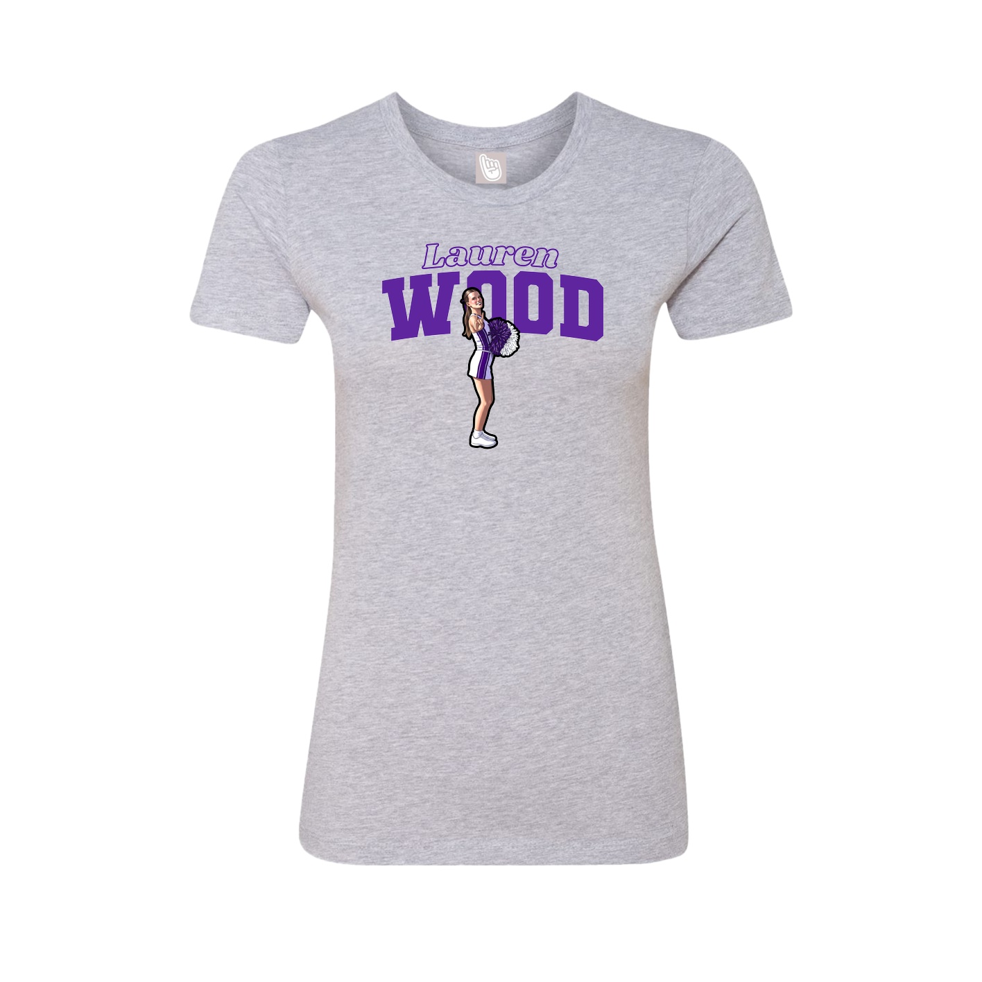 Fitted Women's Tee — Name Arch in Grey