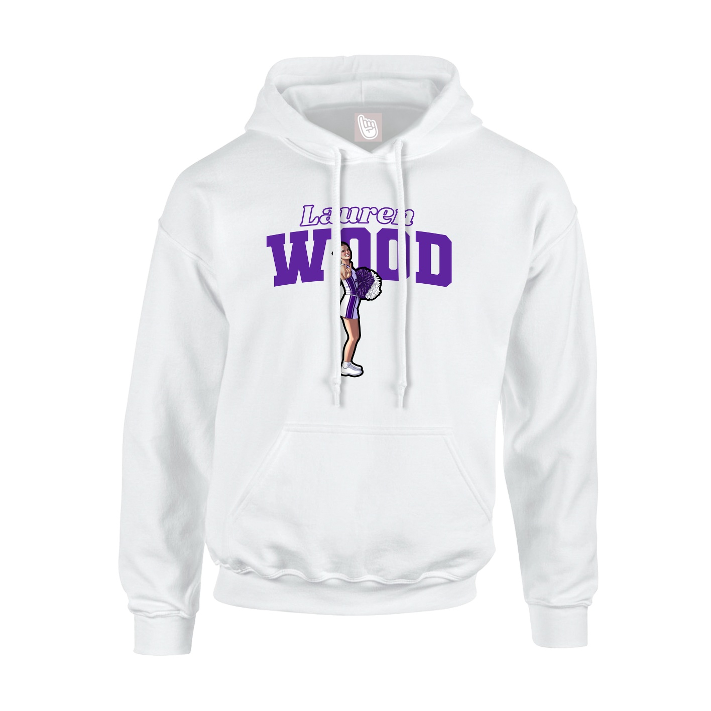 Youth Hoodie — Name Arch in White