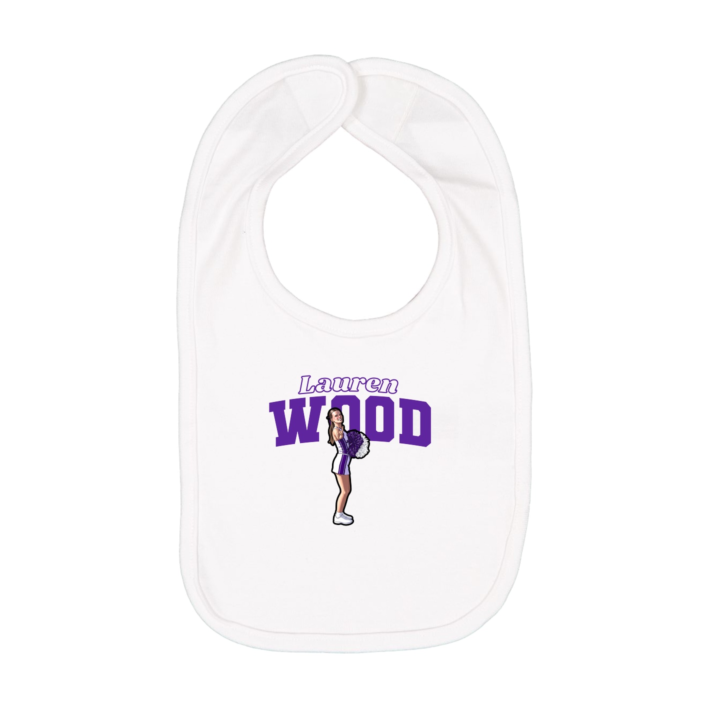 Infant Bib — Name Arch in White