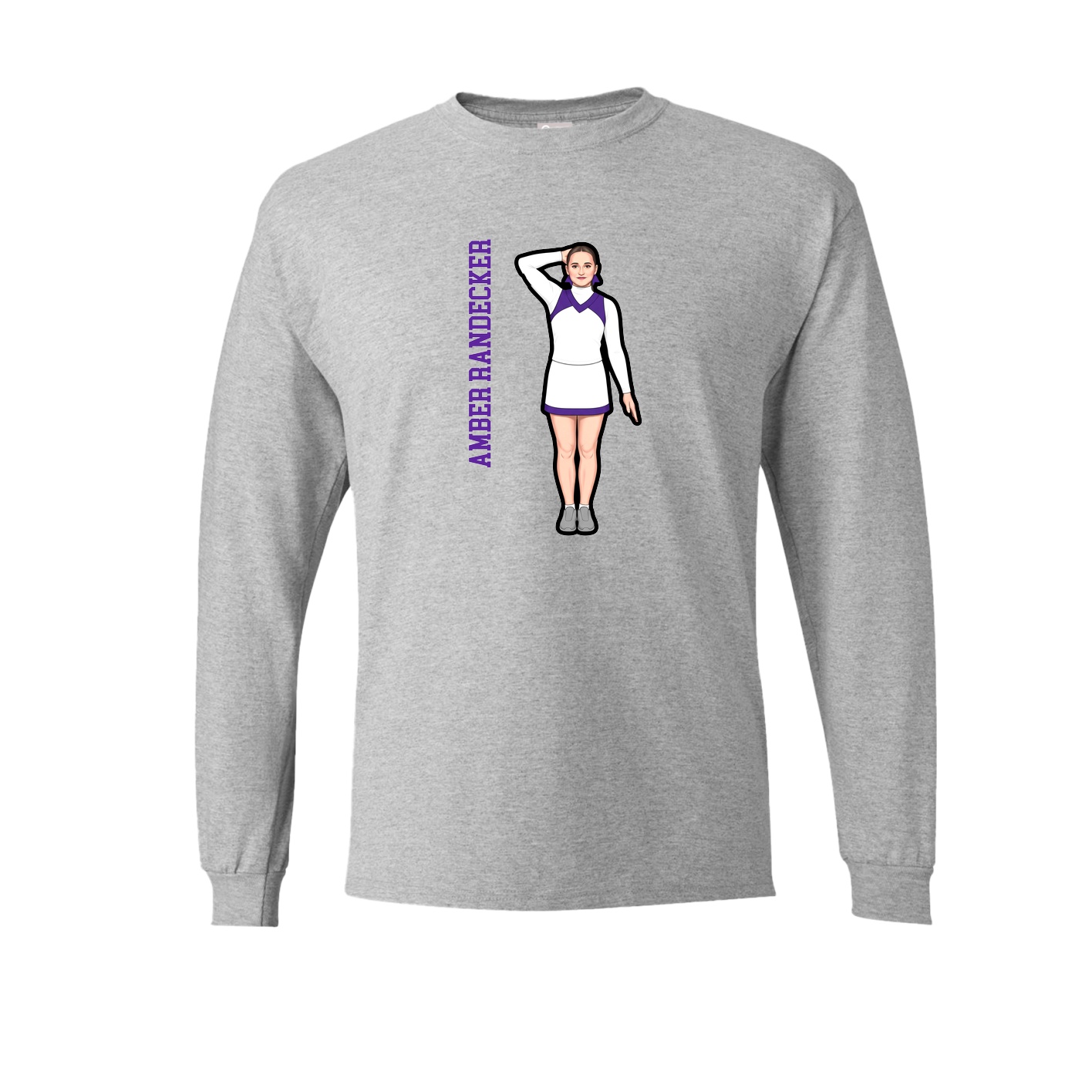 Long Sleeve Tee — Name Vertical in Grey
