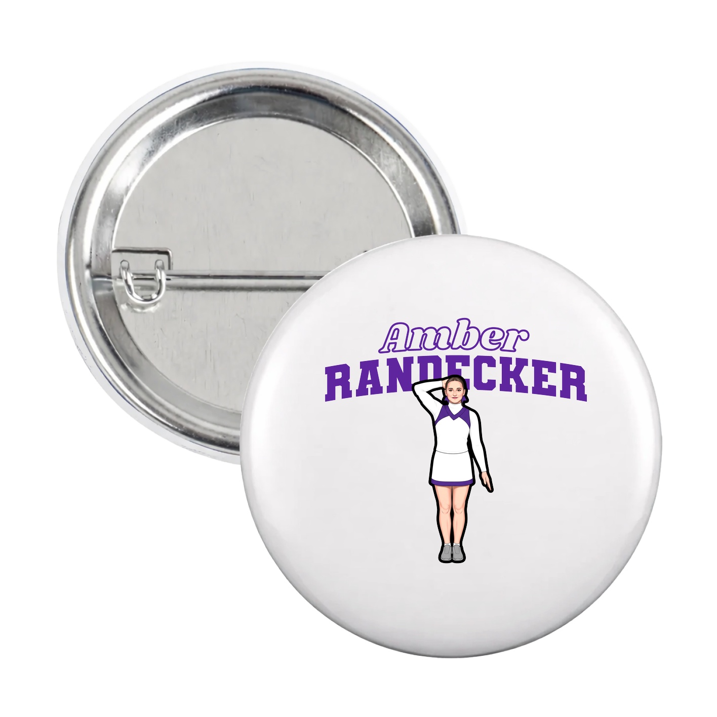Game Day Button — Name Arch in White