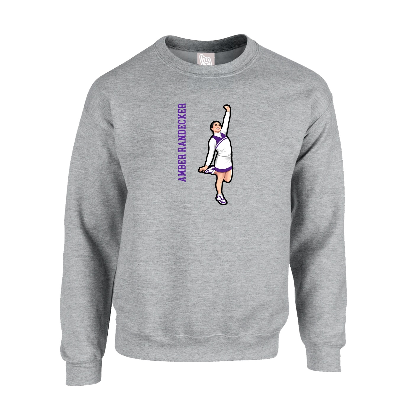 Fleece Crew — Name Vertical in Grey