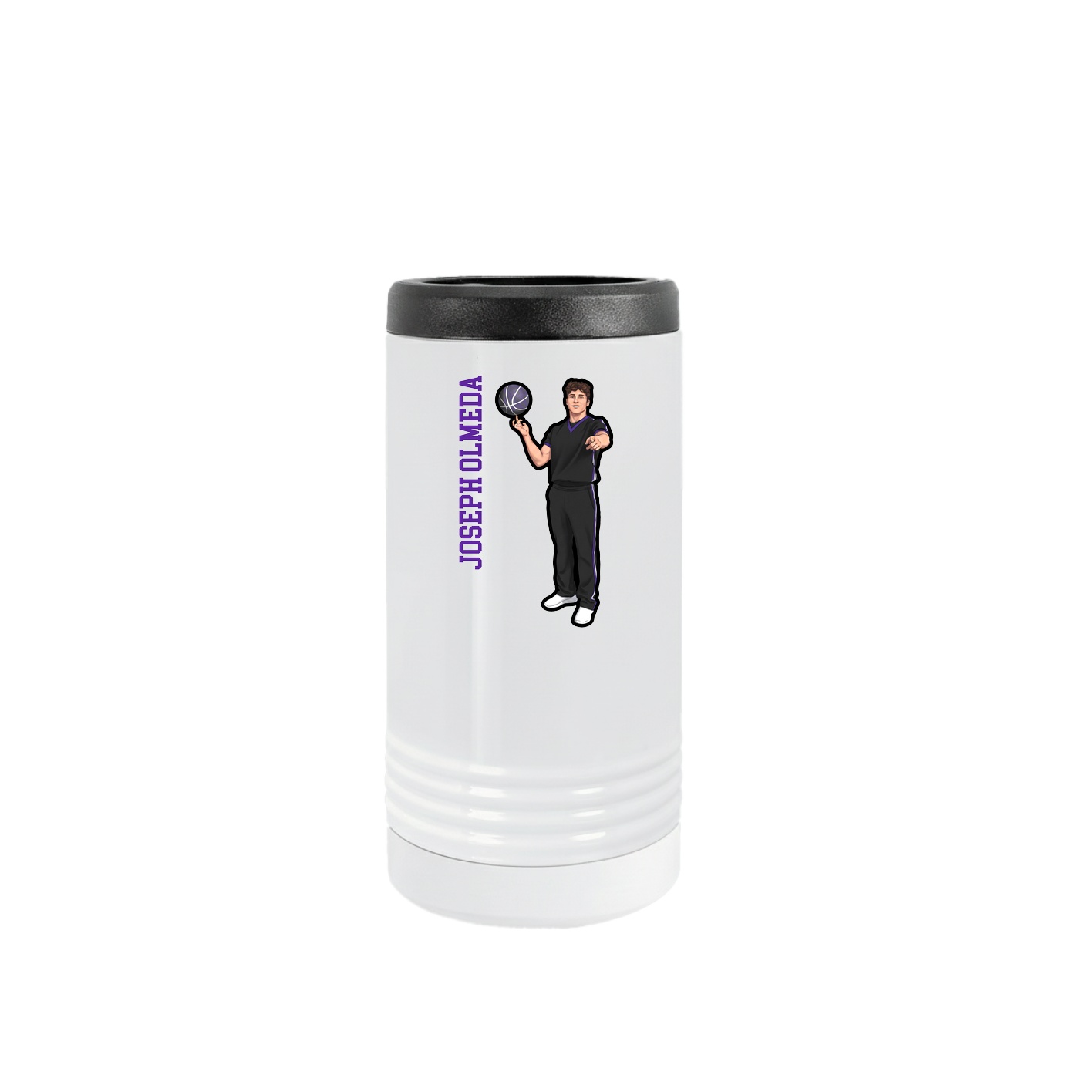 Slim Beverage Holder — Name Vertical in White