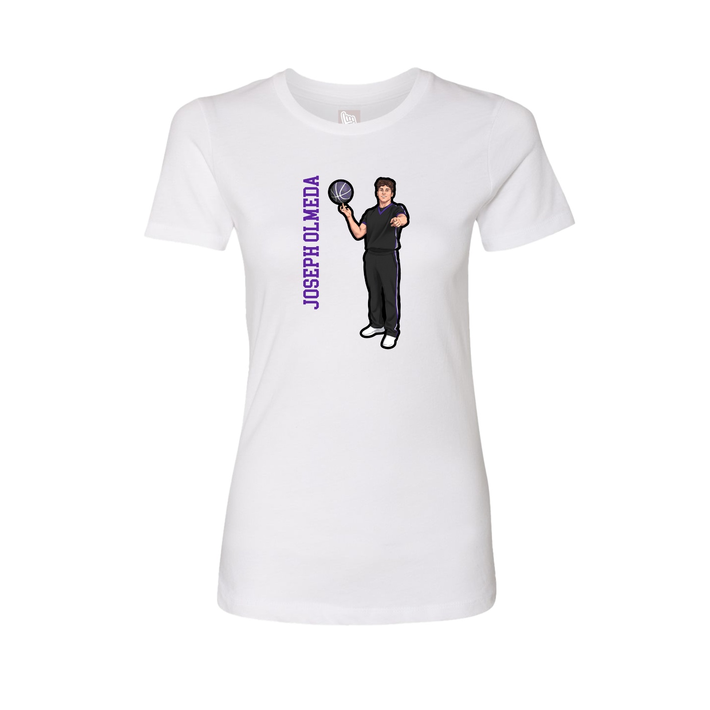 Fitted Women's Tee — Name Vertical in White