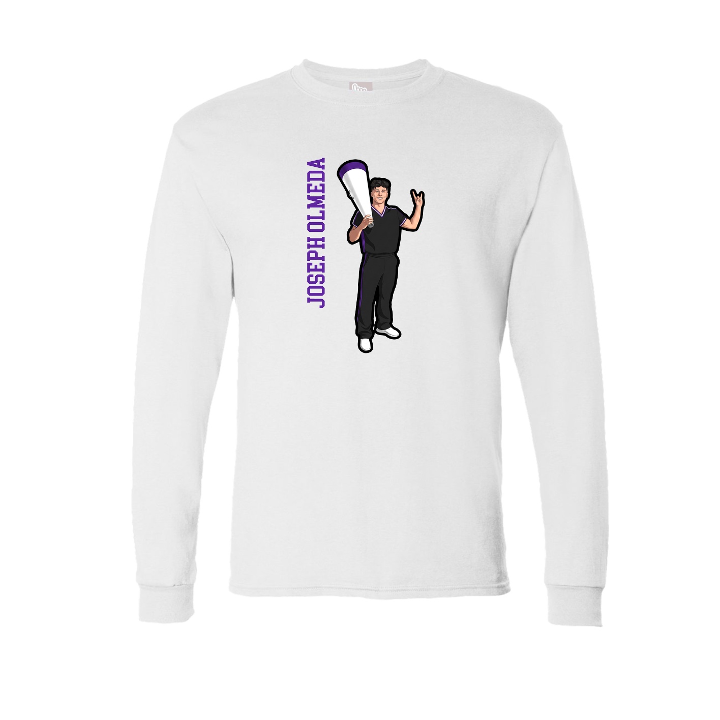 Long Sleeve Tee — Name Vertical in White