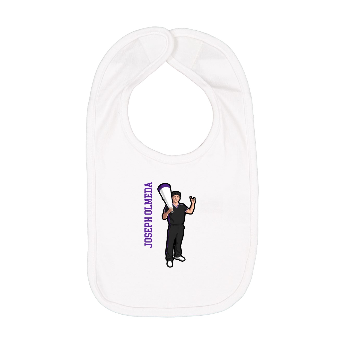 Infant Bib — Name Vertical in White