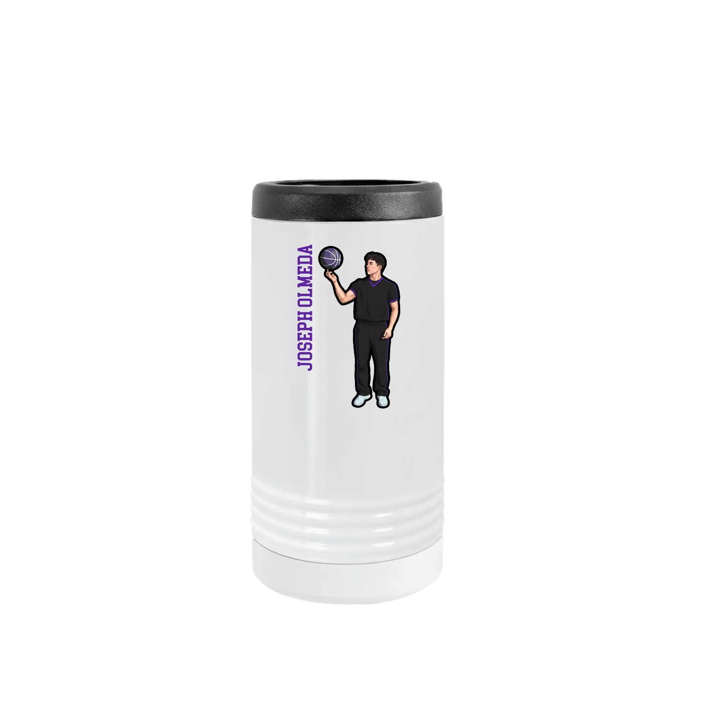 Slim Beverage Holder — Name Vertical in White