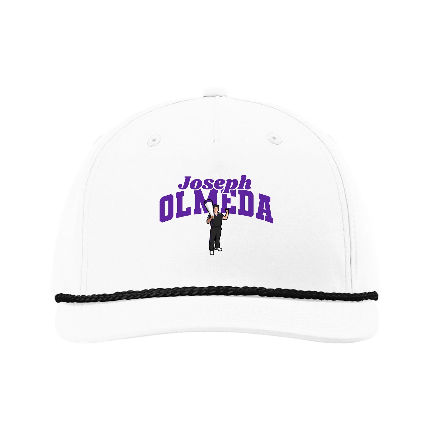 Five-Panel Classic Rope Cap — Signature Arch in White