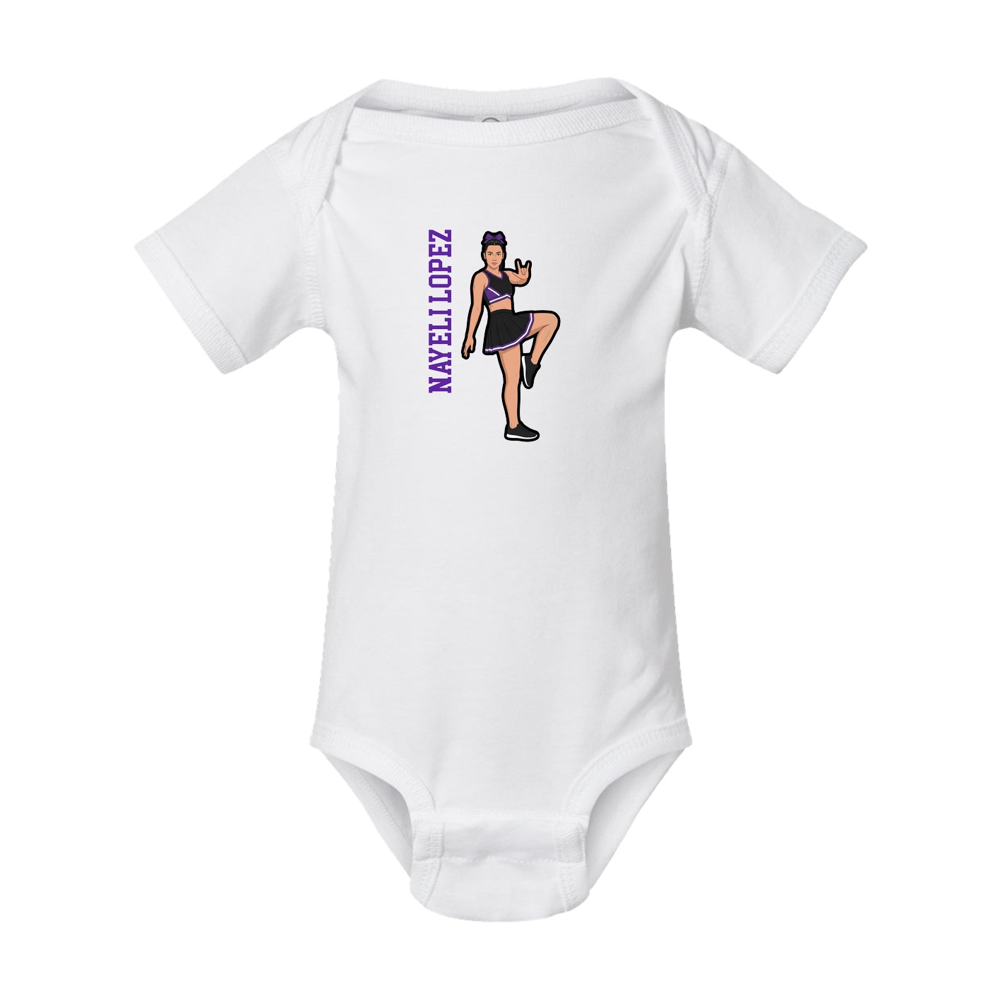 Baby Onesie — Name Vertical in White