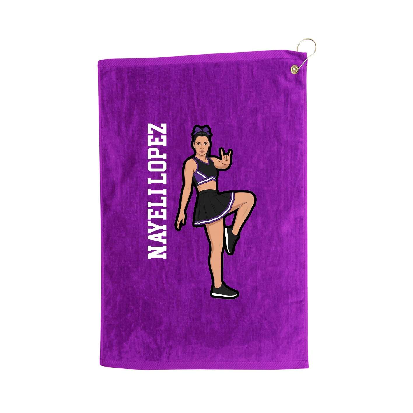 Golf Towel — Name Vertical in Purple