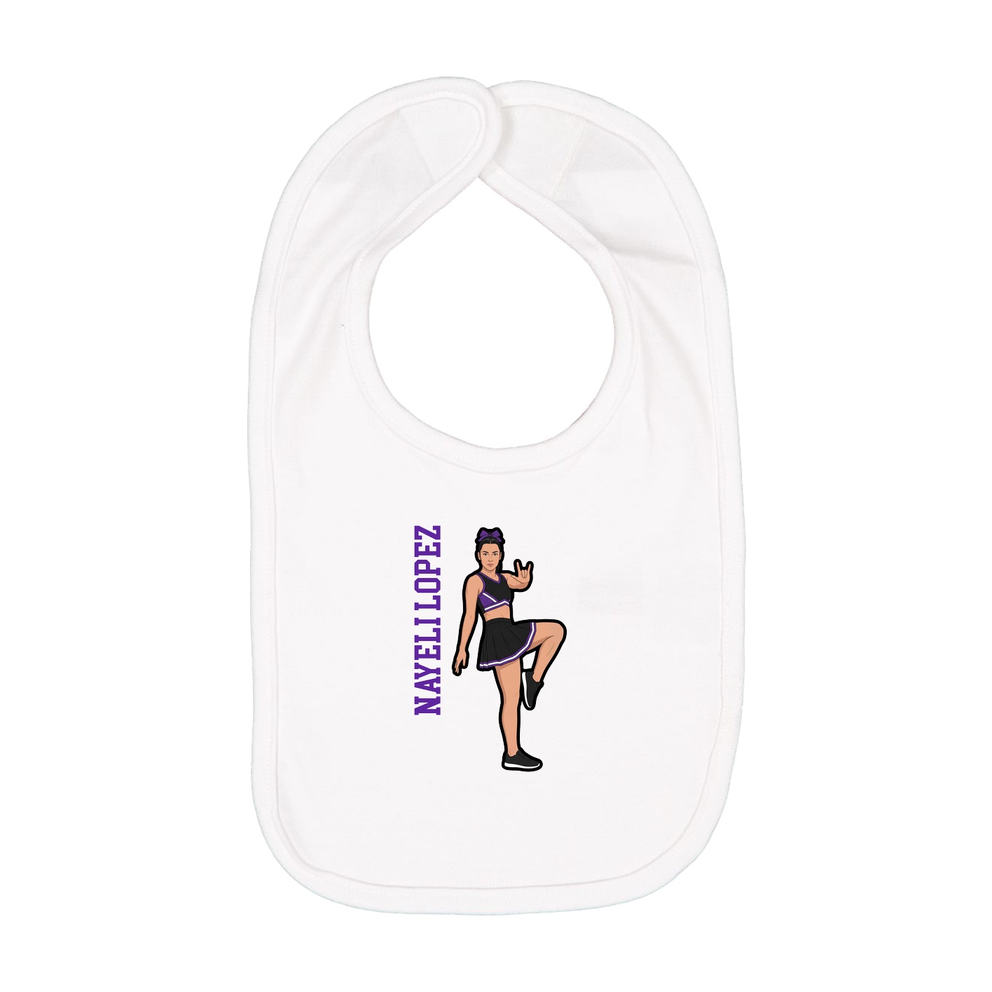 Infant Bib — Name Vertical in White