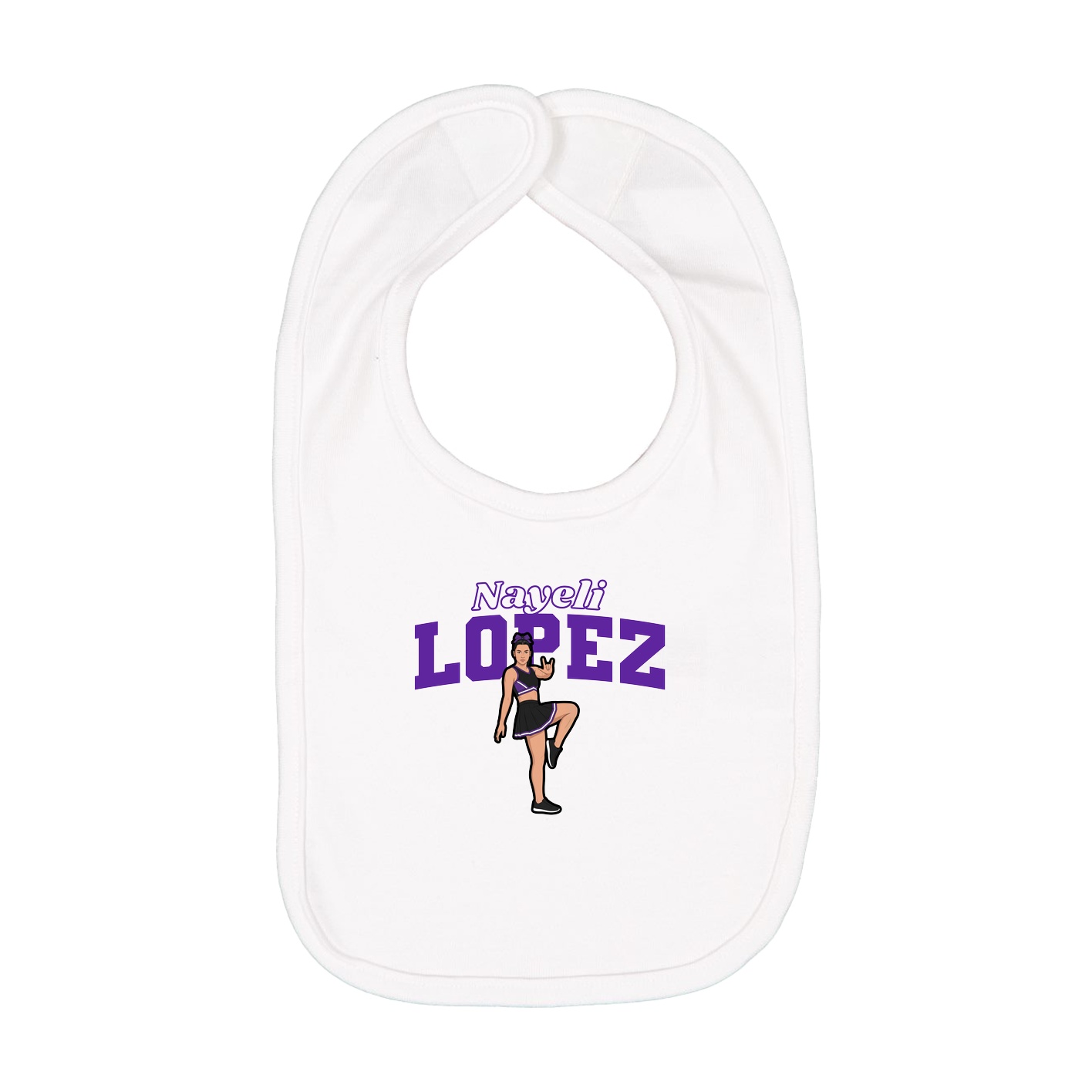 Infant Bib — Name Arch in White