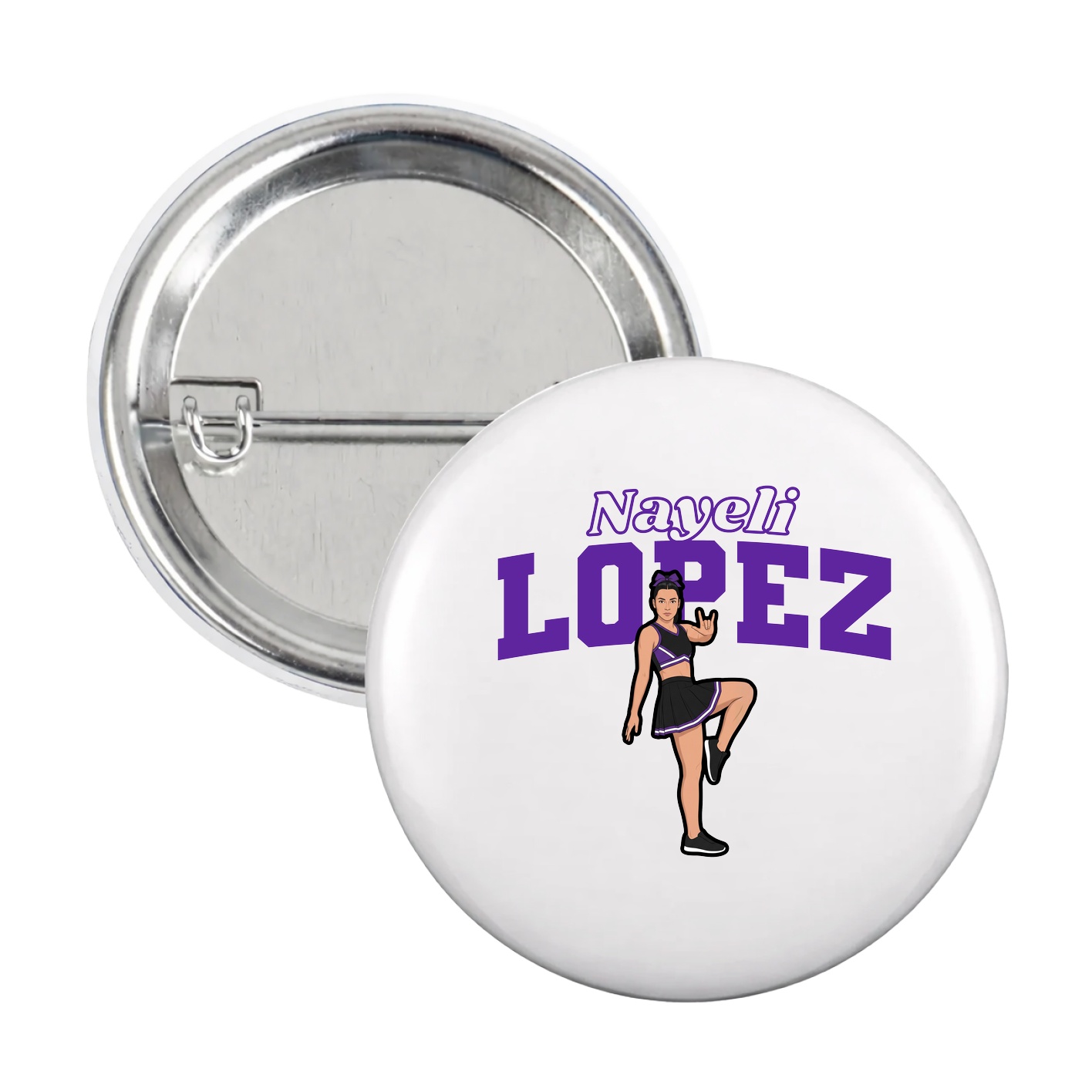 Game Day Button — Name Arch in White