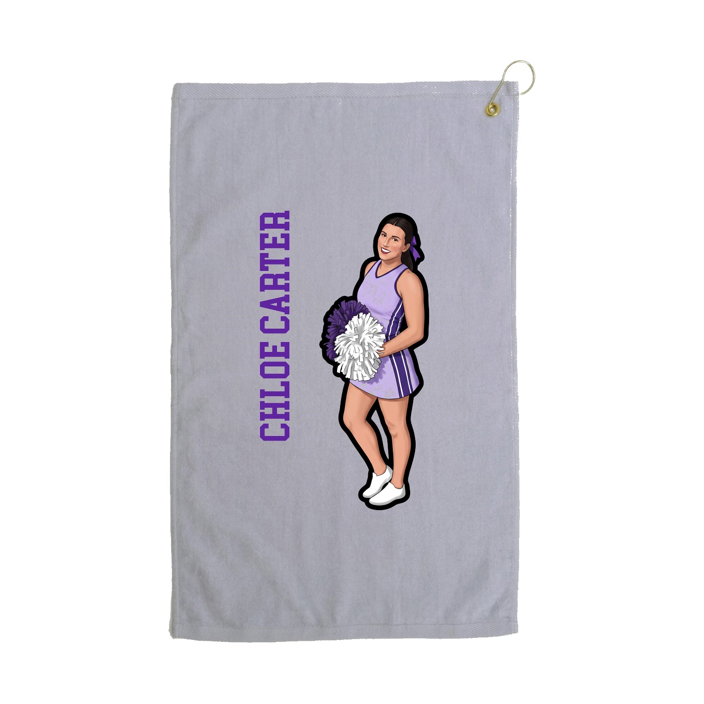 Golf Towel — Name Vertical in Grey