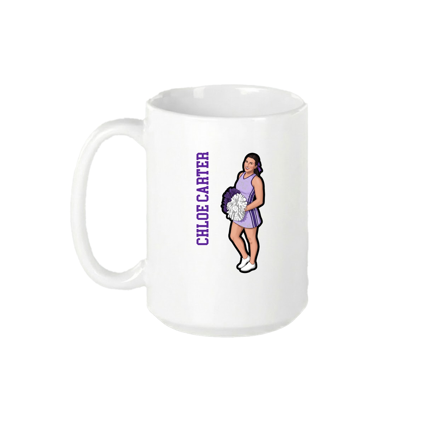 15oz Coffee Mug — Name Vertical in White