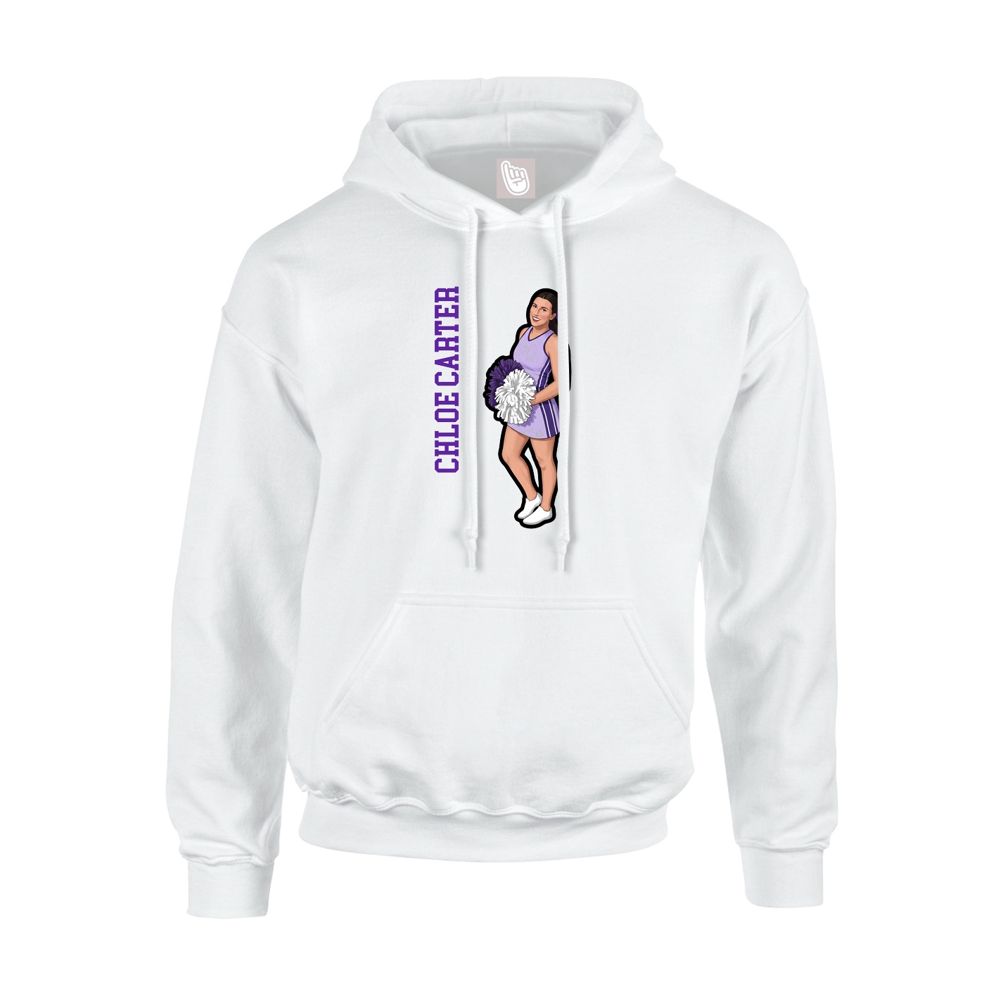 Youth Hoodie — Name Vertical in White
