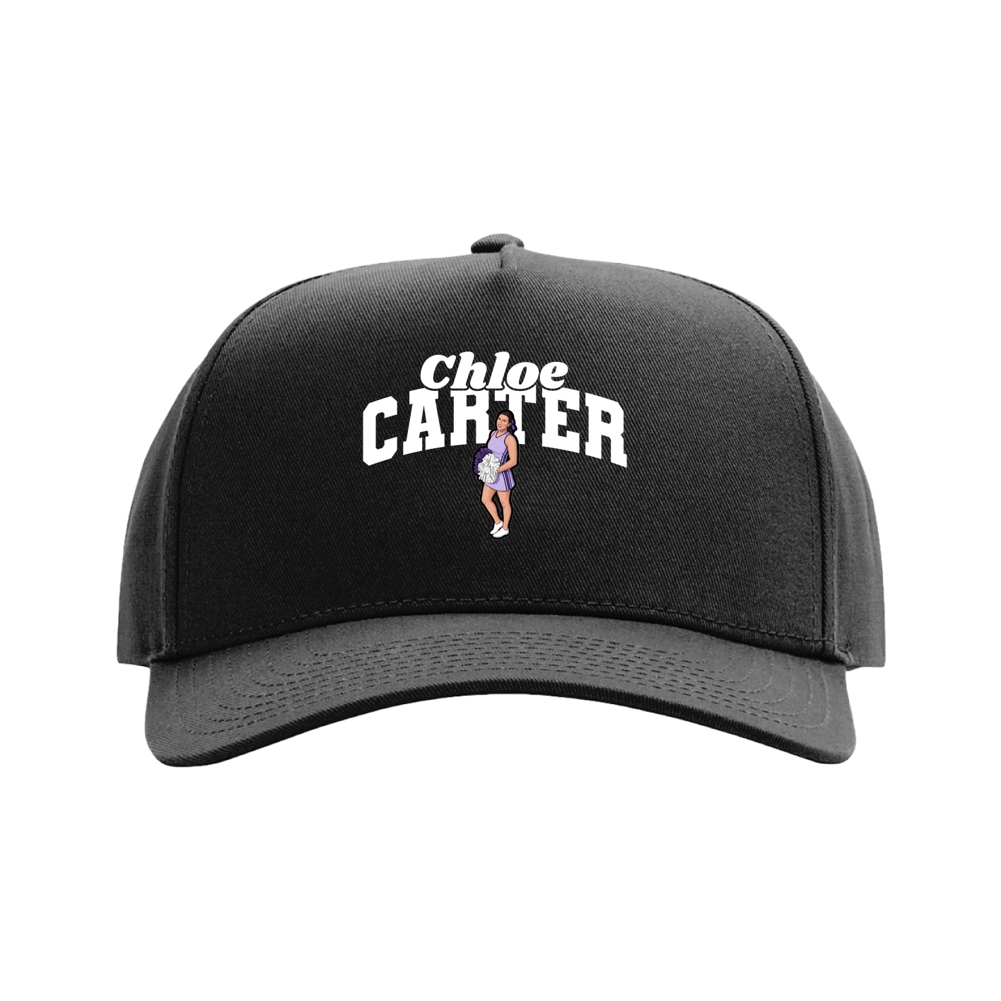 Full Fabric Five-Panel Champ Cap — Signature Arch in Black